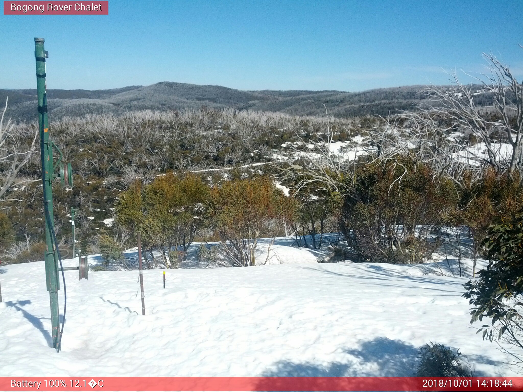 Bogong Web Cam 2:18pm Monday 1st of October 2018