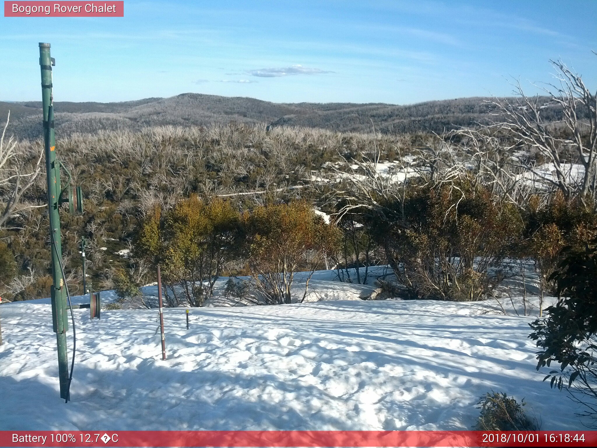 Bogong Web Cam 4:18pm Monday 1st of October 2018