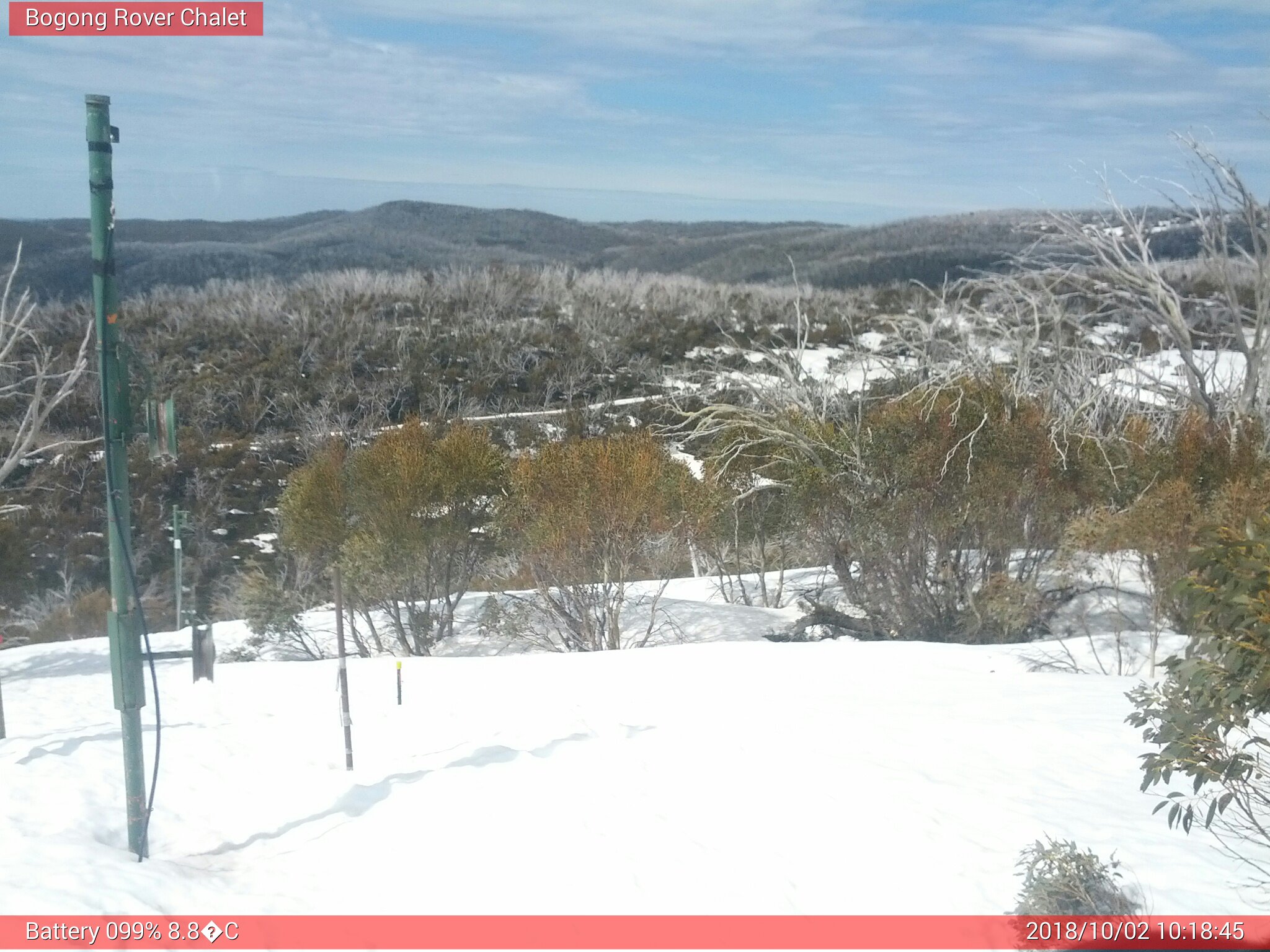 Bogong Web Cam 10:18am Tuesday 2nd of October 2018