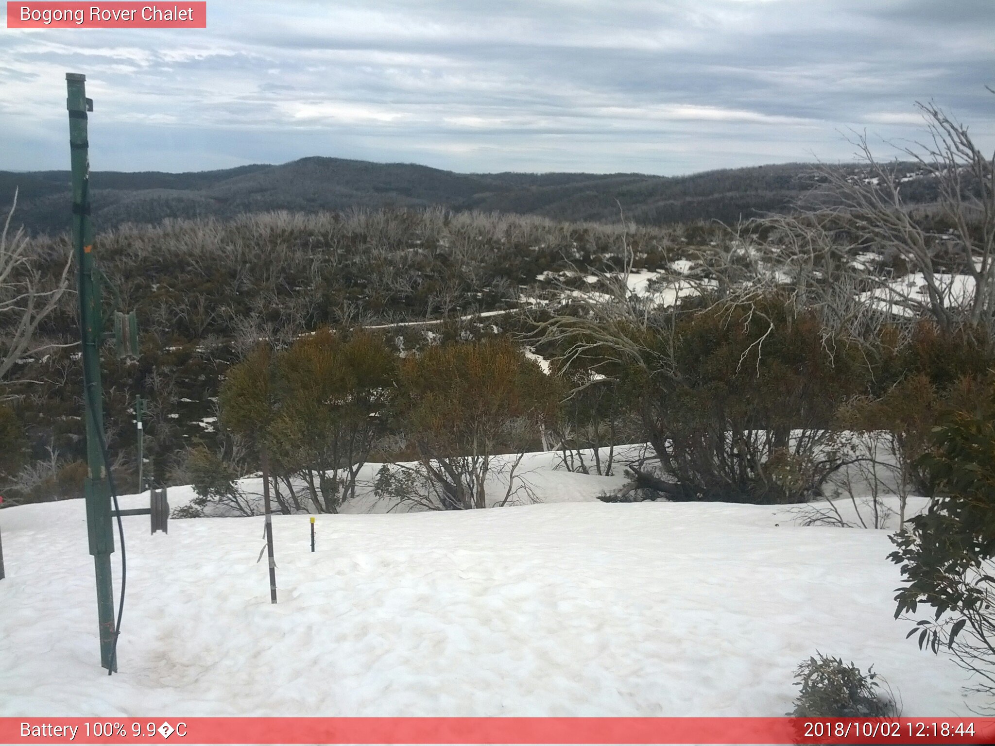 Bogong Web Cam 12:18pm Tuesday 2nd of October 2018