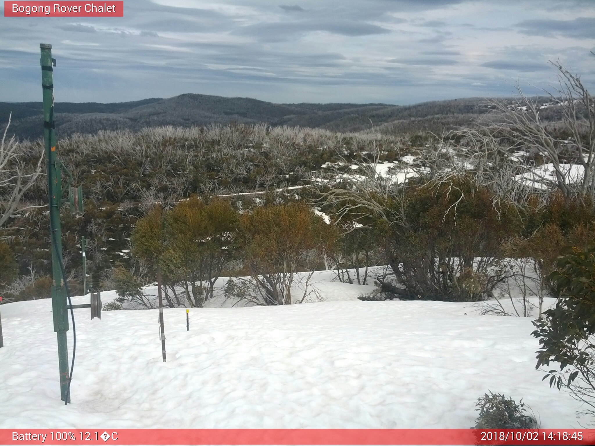 Bogong Web Cam 2:18pm Tuesday 2nd of October 2018