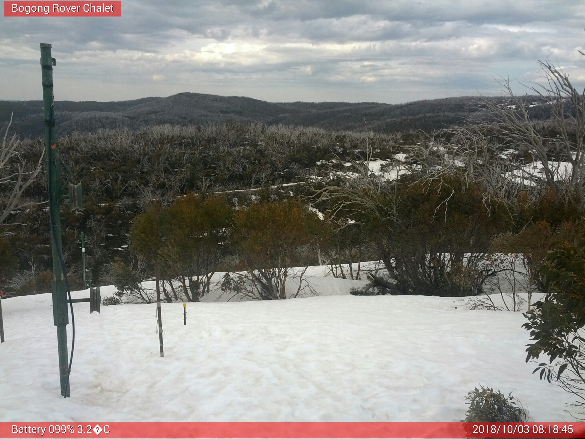 Bogong Web Cam 8:18am Wednesday 3rd of October 2018