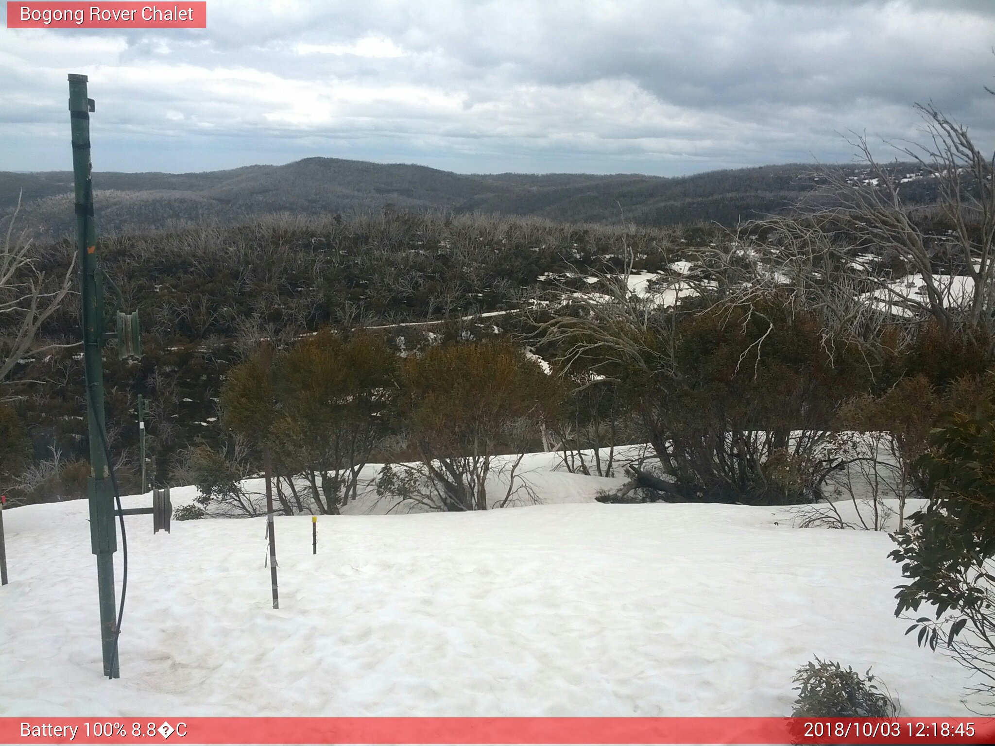 Bogong Web Cam 12:18pm Wednesday 3rd of October 2018