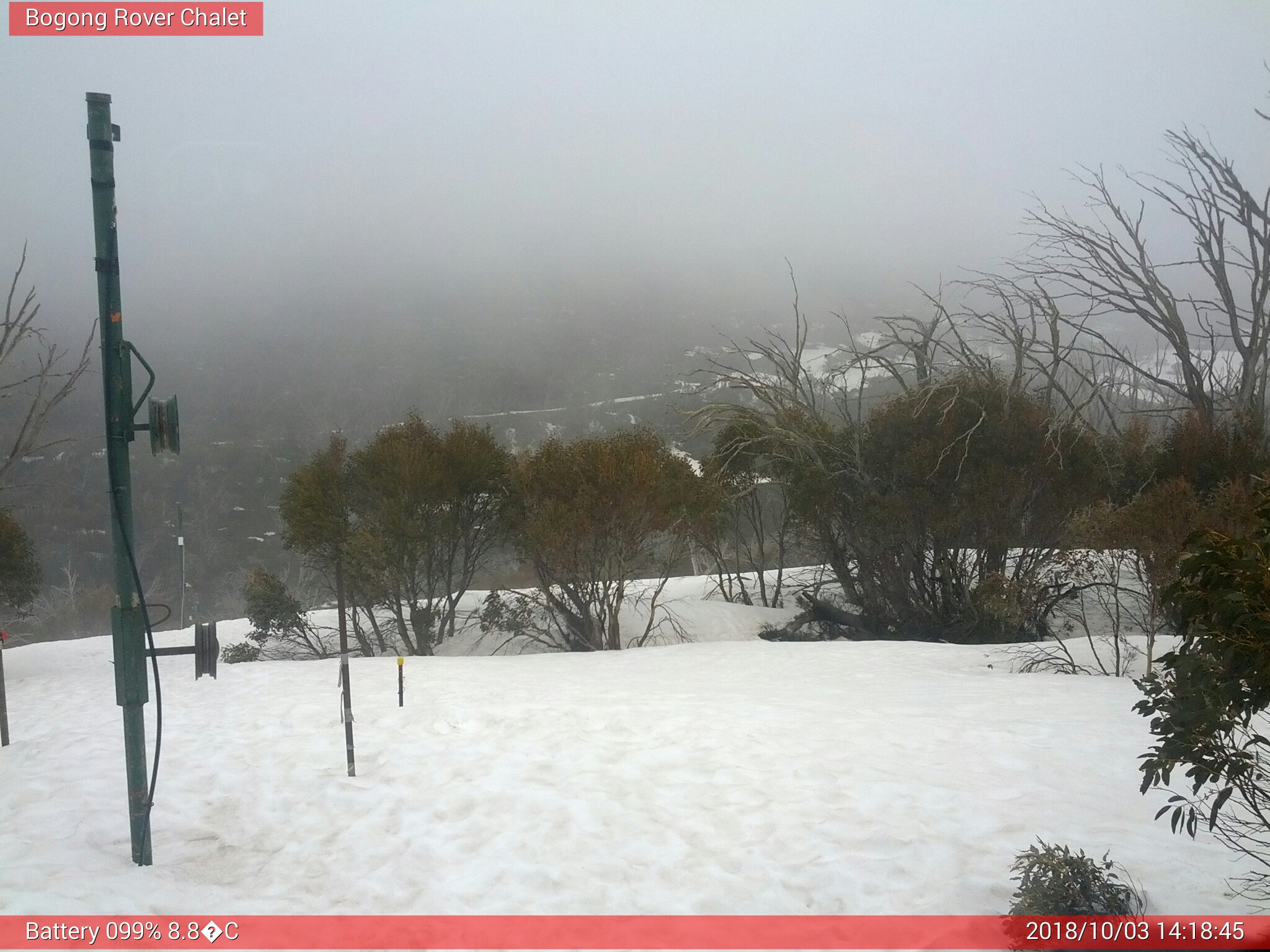 Bogong Web Cam 2:18pm Wednesday 3rd of October 2018