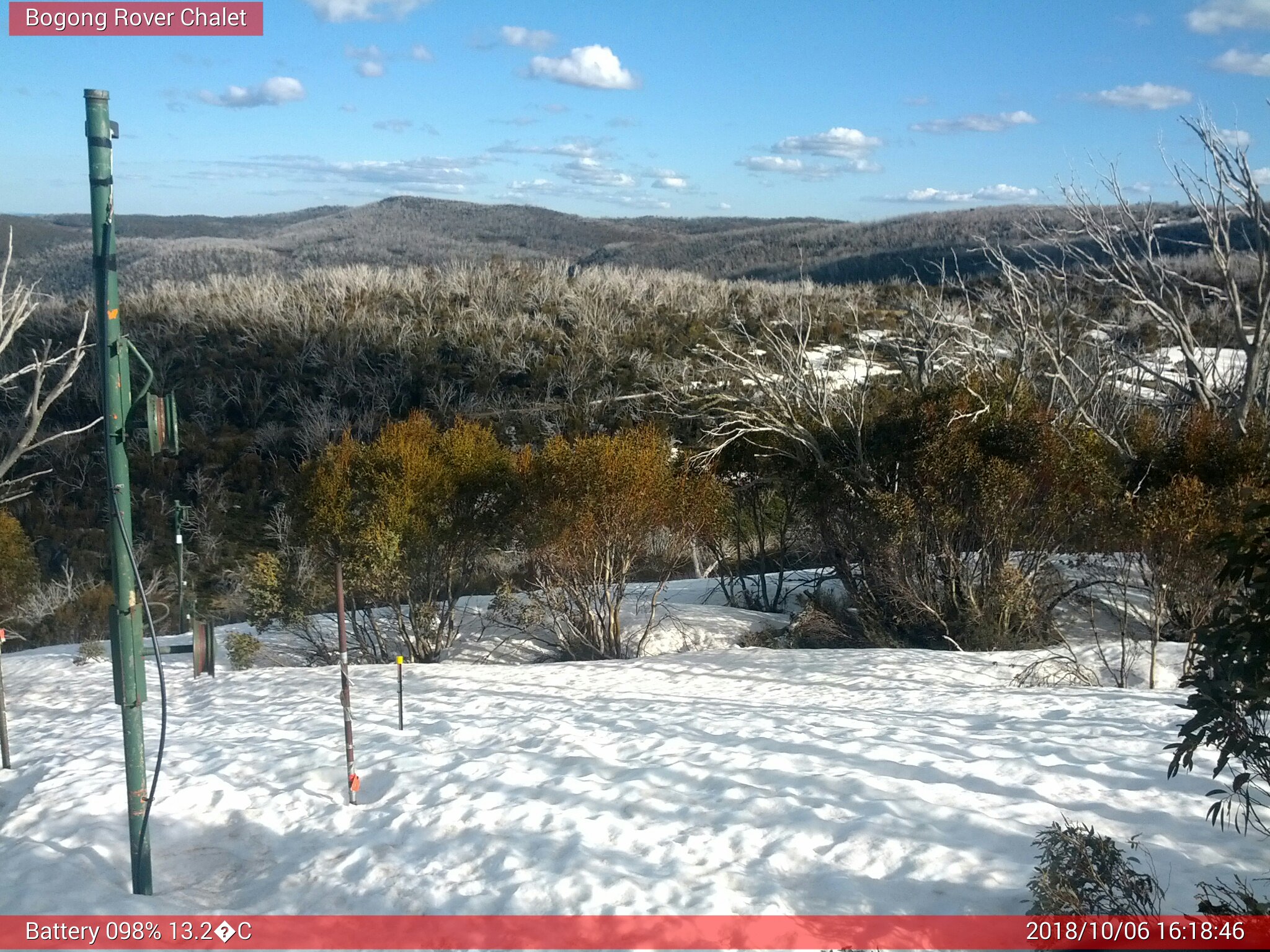 Bogong Web Cam 4:18pm Saturday 6th of October 2018