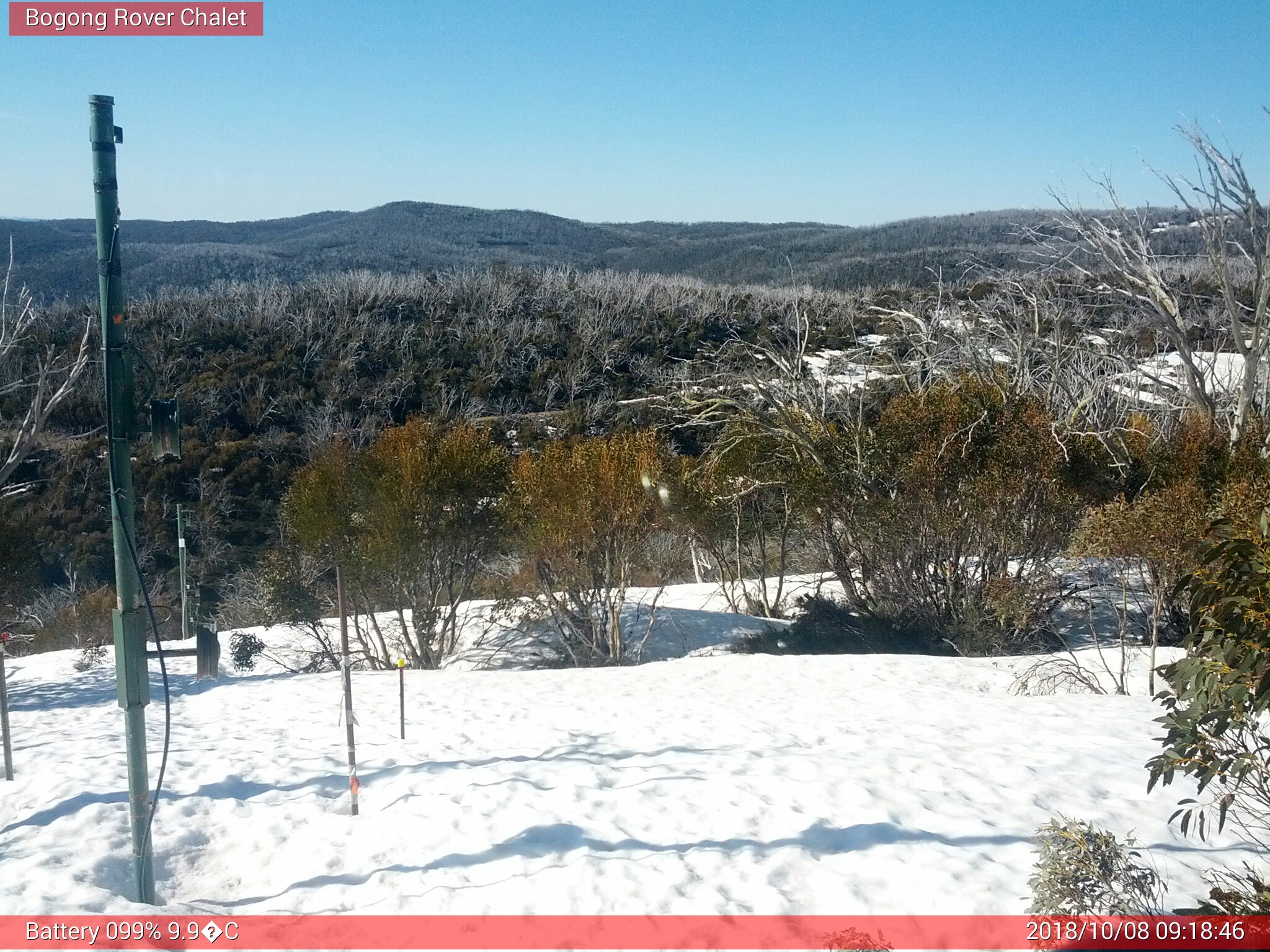 Bogong Web Cam 9:18am Monday 8th of October 2018