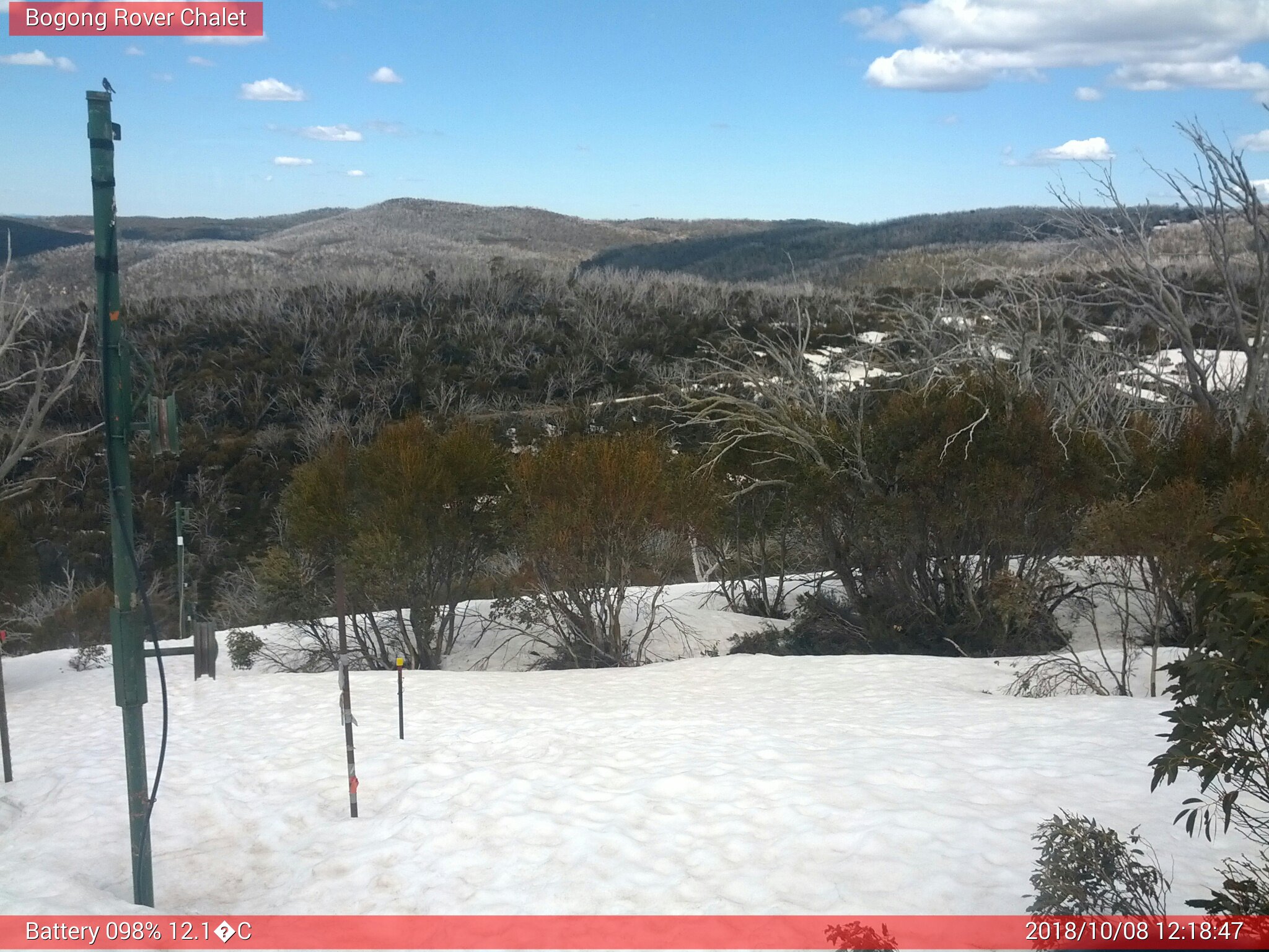 Bogong Web Cam 12:18pm Monday 8th of October 2018