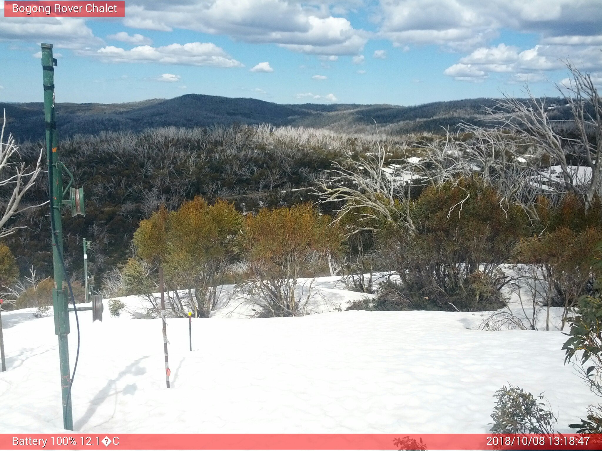 Bogong Web Cam 1:18pm Monday 8th of October 2018