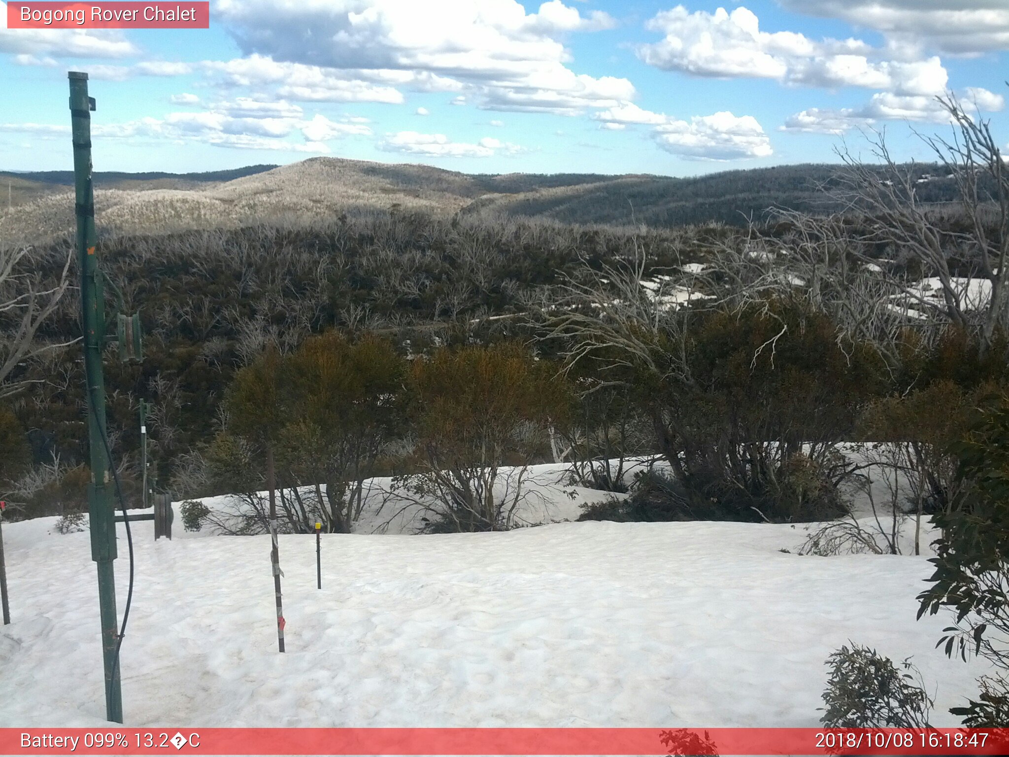 Bogong Web Cam 4:18pm Monday 8th of October 2018