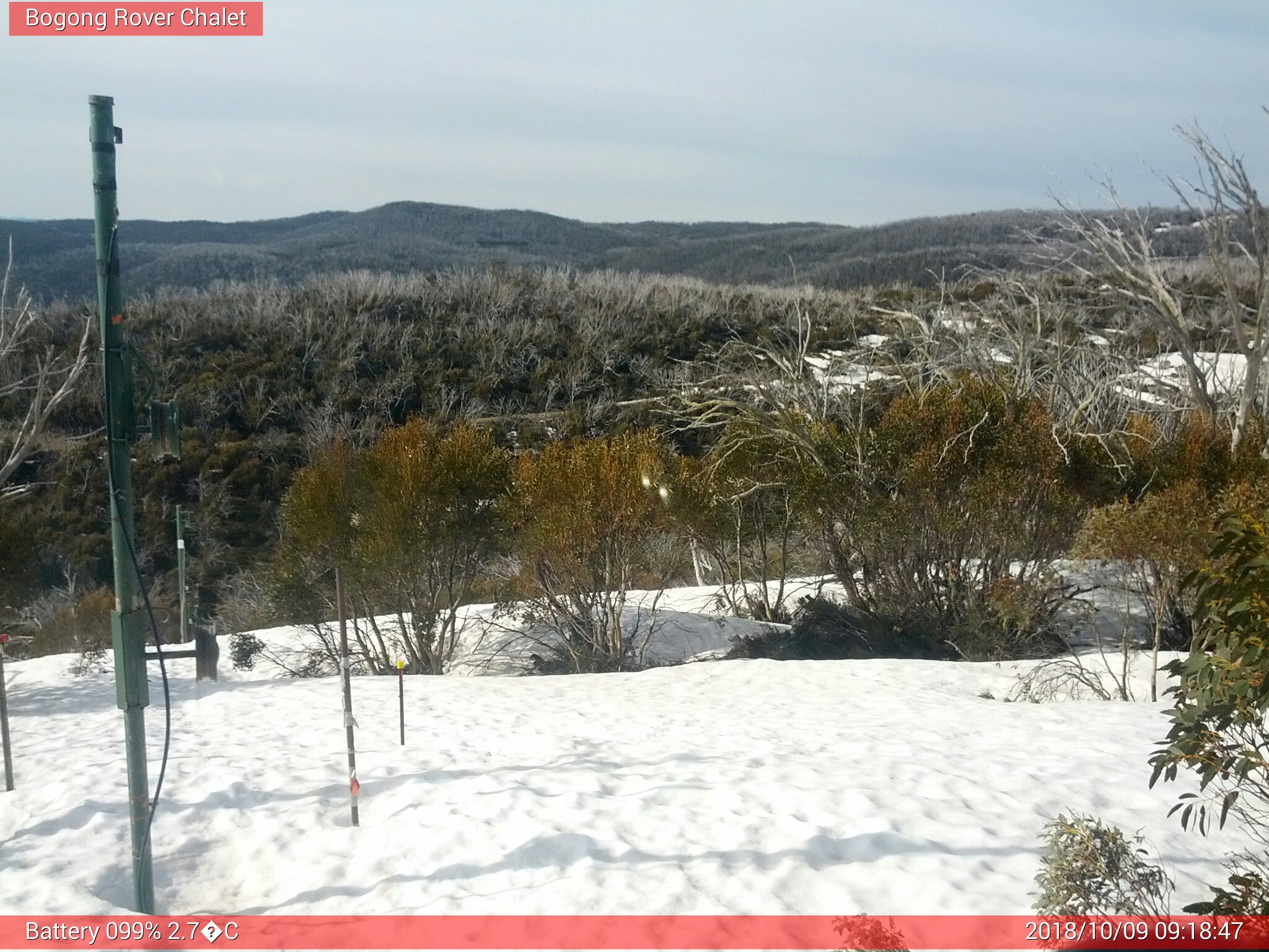 Bogong Web Cam 9:18am Tuesday 9th of October 2018