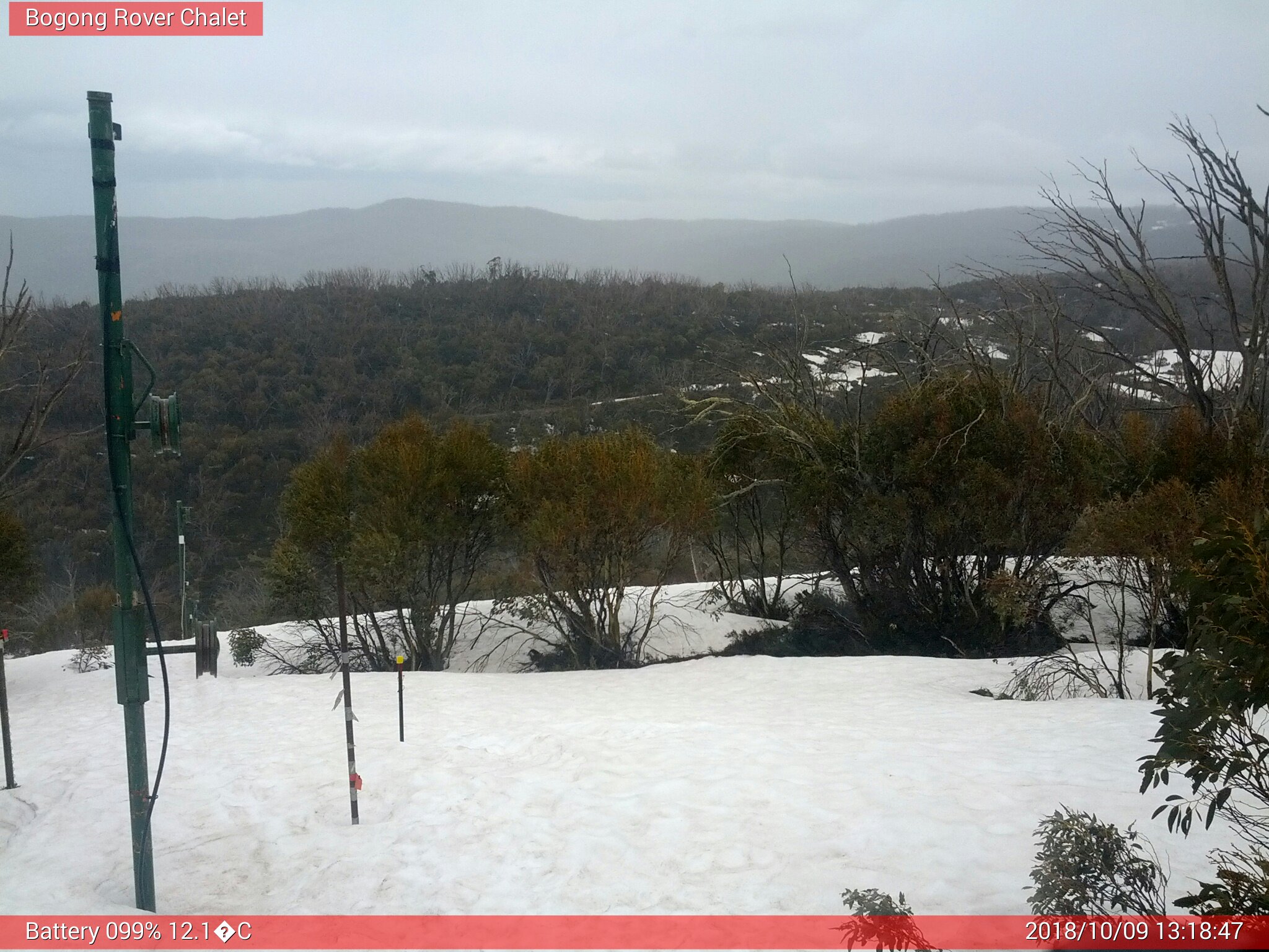 Bogong Web Cam 1:18pm Tuesday 9th of October 2018