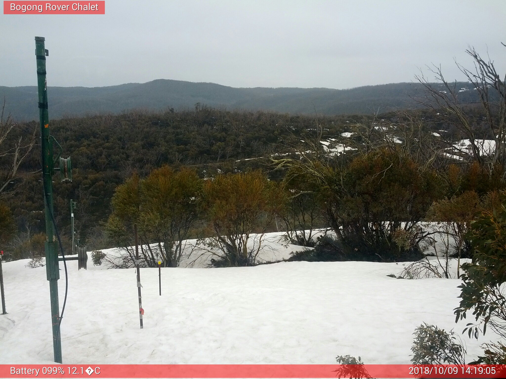 Bogong Web Cam 2:19pm Tuesday 9th of October 2018