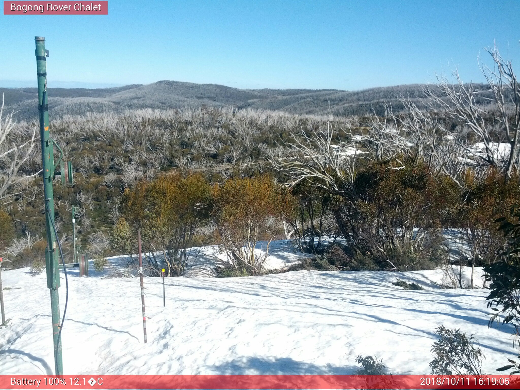 Bogong Web Cam 4:19pm Thursday 11th of October 2018