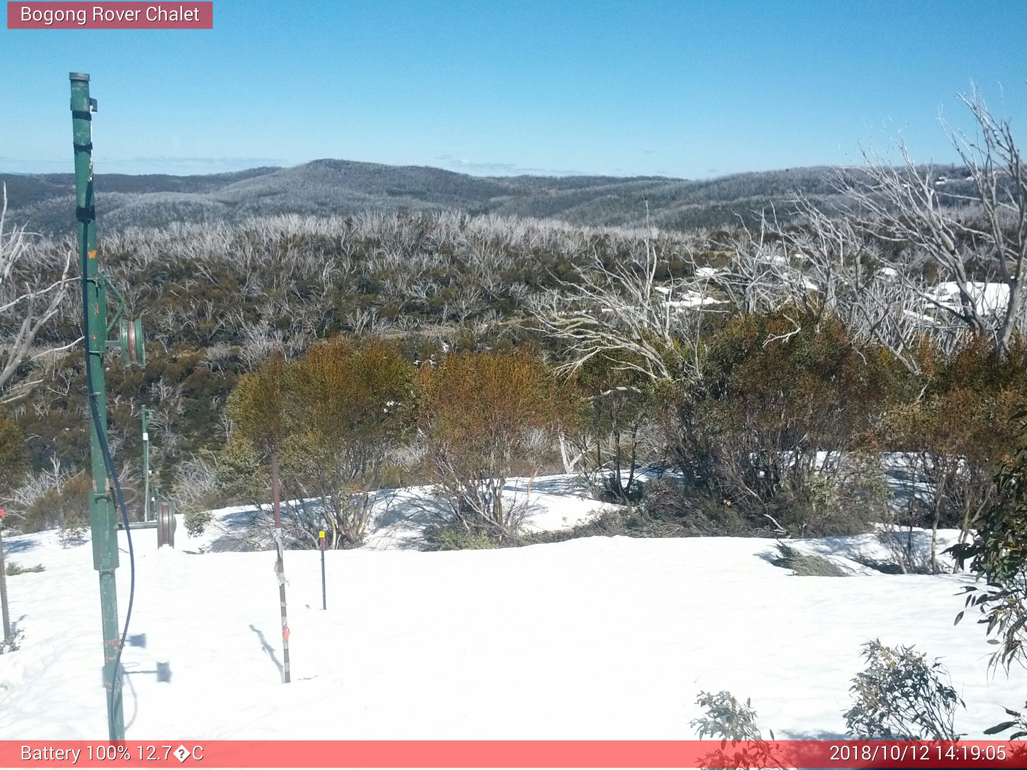 Bogong Web Cam 2:19pm Friday 12th of October 2018