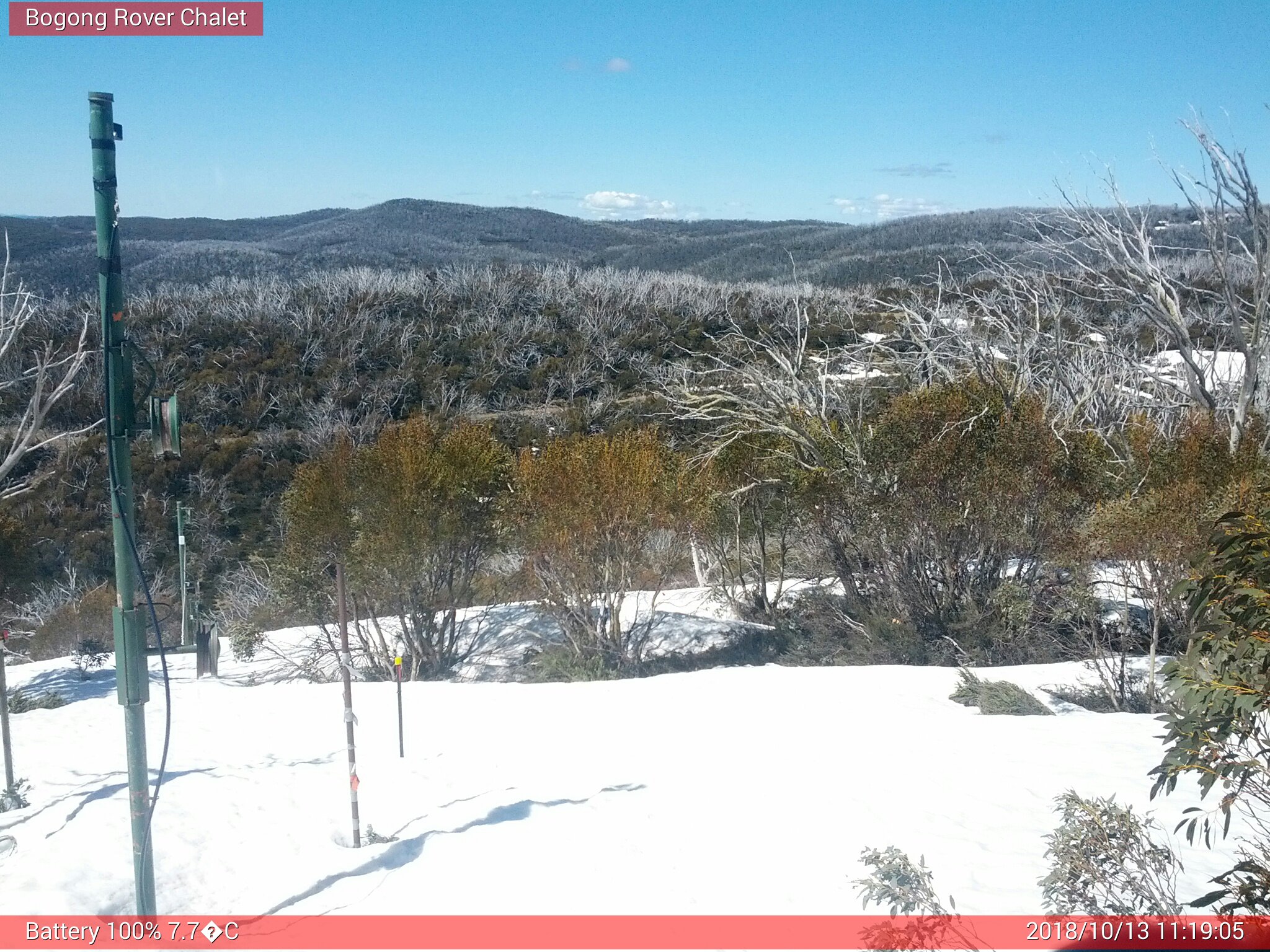 Bogong Web Cam 11:19am Saturday 13th of October 2018