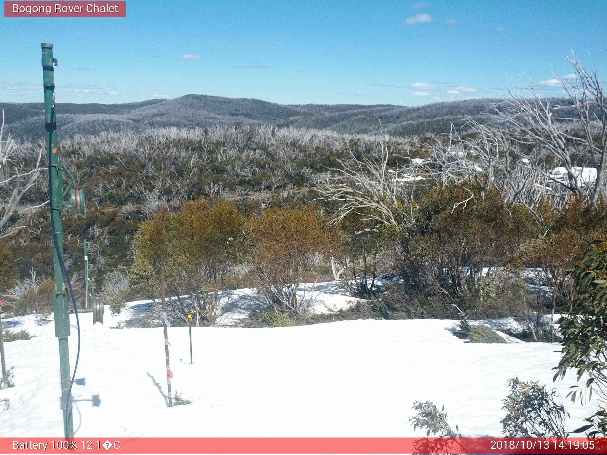 Bogong Web Cam 2:19pm Saturday 13th of October 2018