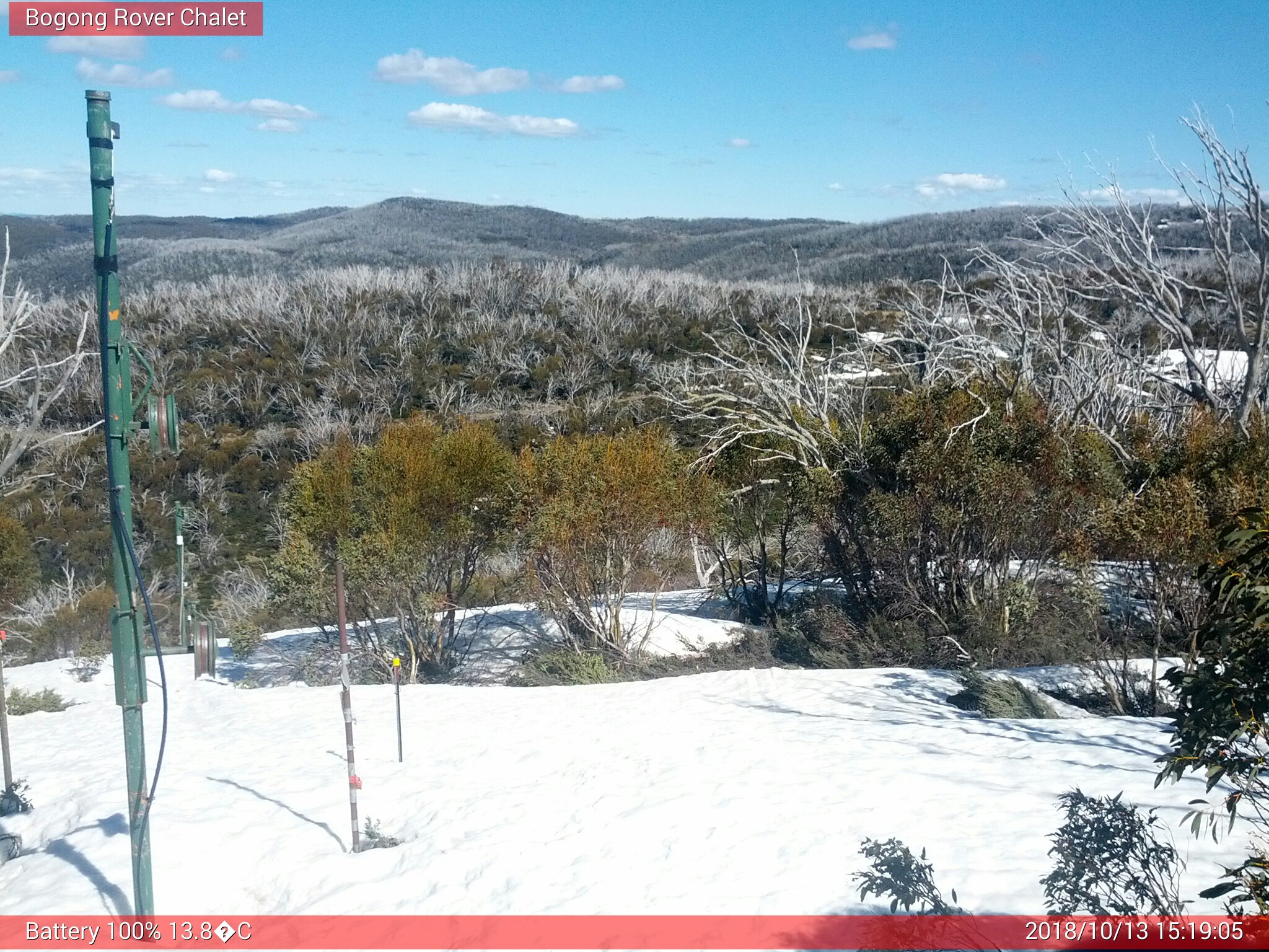 Bogong Web Cam 3:19pm Saturday 13th of October 2018