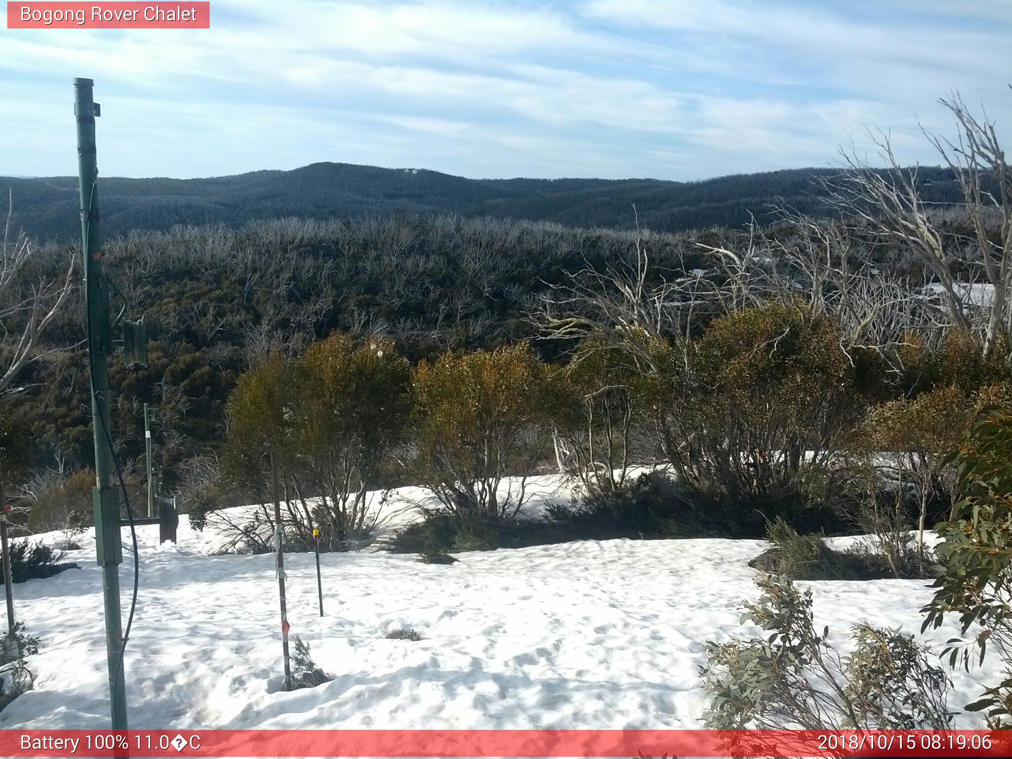 Bogong Web Cam 8:19am Monday 15th of October 2018