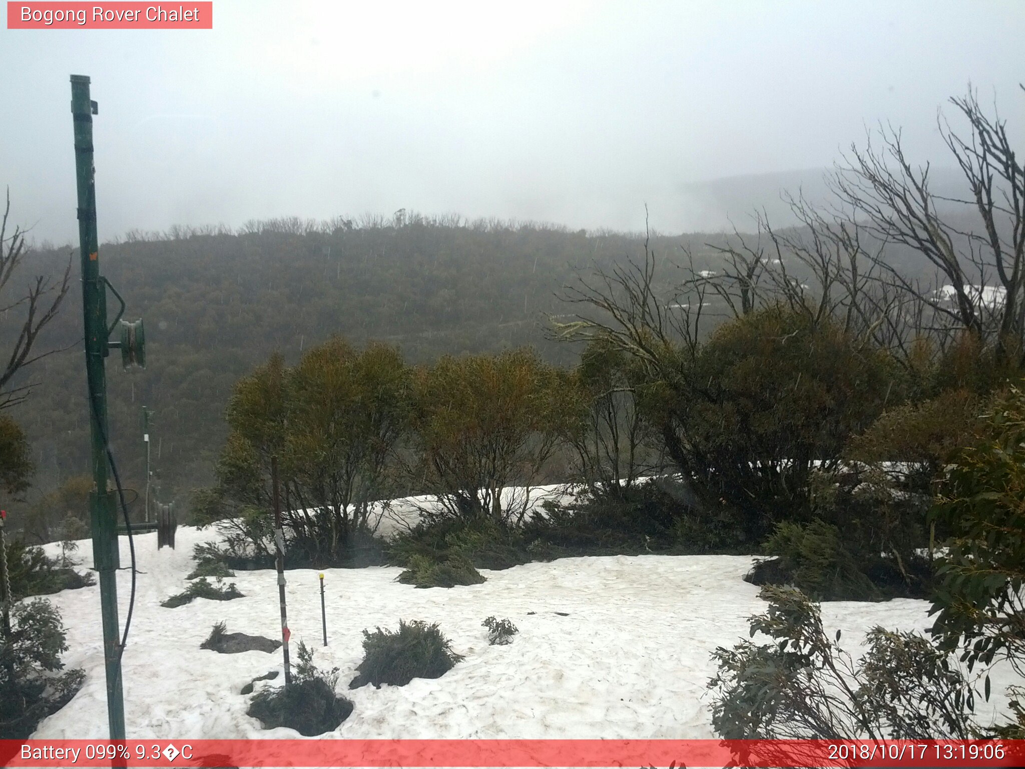 Bogong Web Cam 1:19pm Wednesday 17th of October 2018