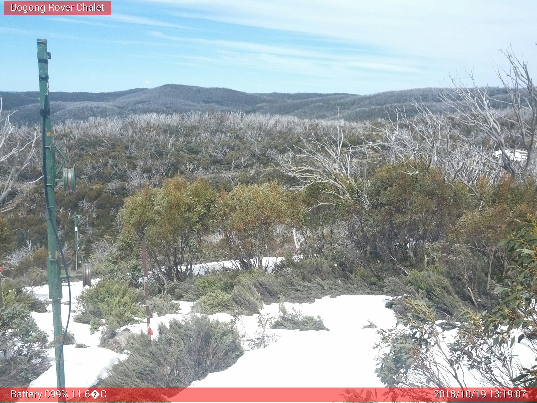 Bogong Web Cam 1:19pm Friday 19th of October 2018