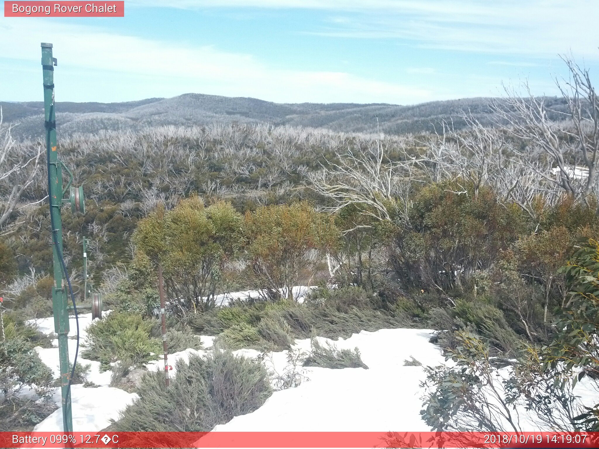 Bogong Web Cam 2:19pm Friday 19th of October 2018