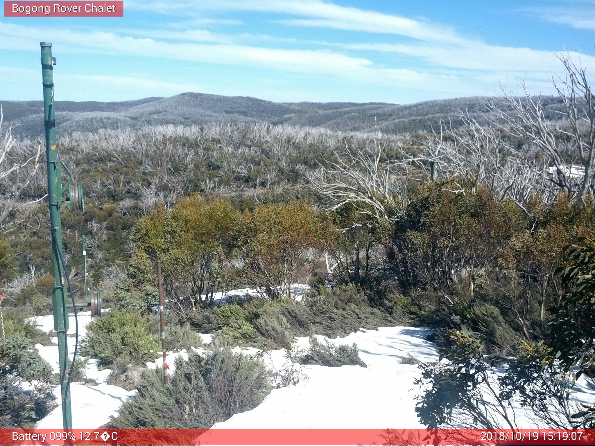 Bogong Web Cam 3:19pm Friday 19th of October 2018