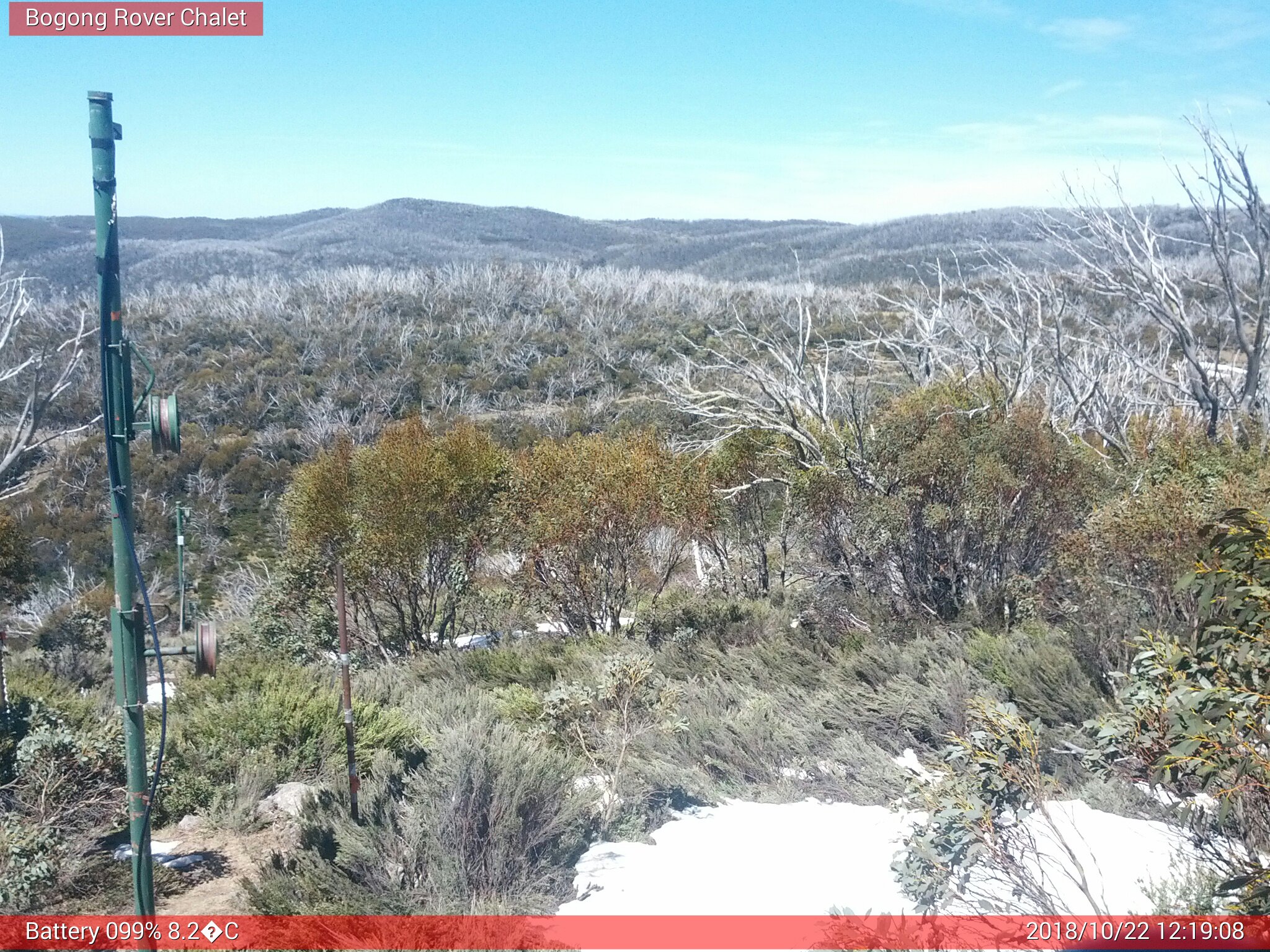 Bogong Web Cam 12:19pm Monday 22nd of October 2018