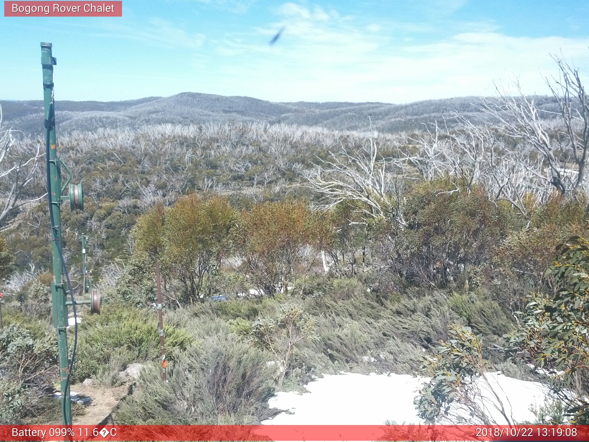 Bogong Web Cam 1:19pm Monday 22nd of October 2018