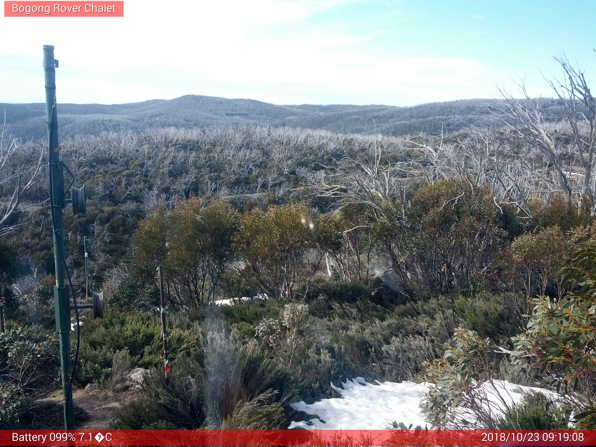 Bogong Web Cam 9:19am Tuesday 23rd of October 2018