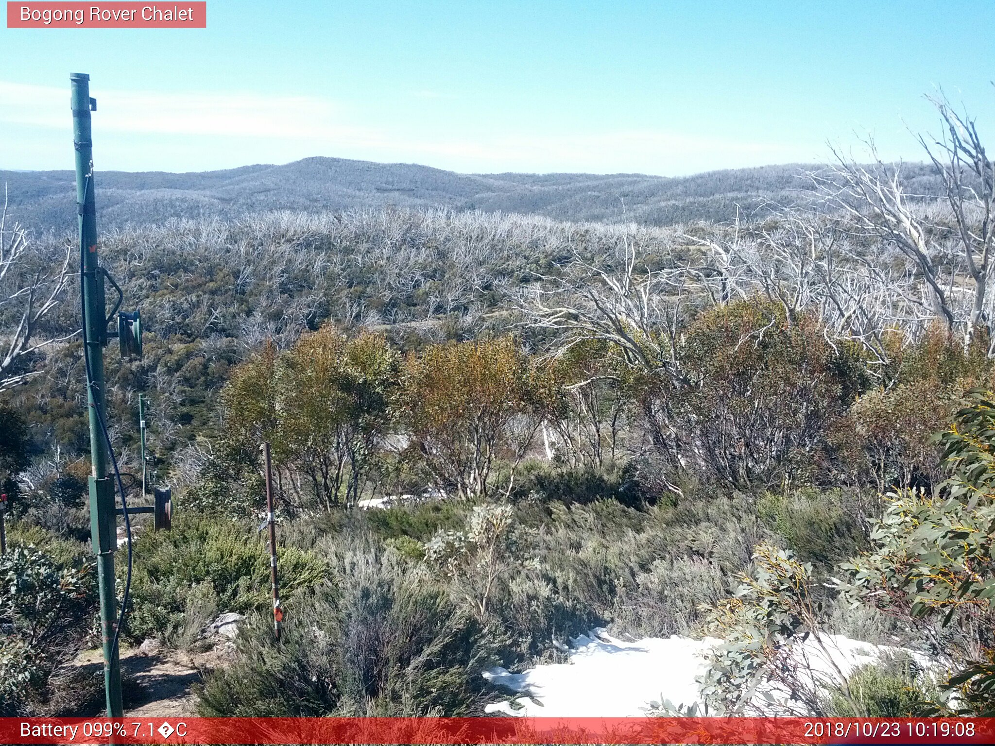 Bogong Web Cam 10:19am Tuesday 23rd of October 2018