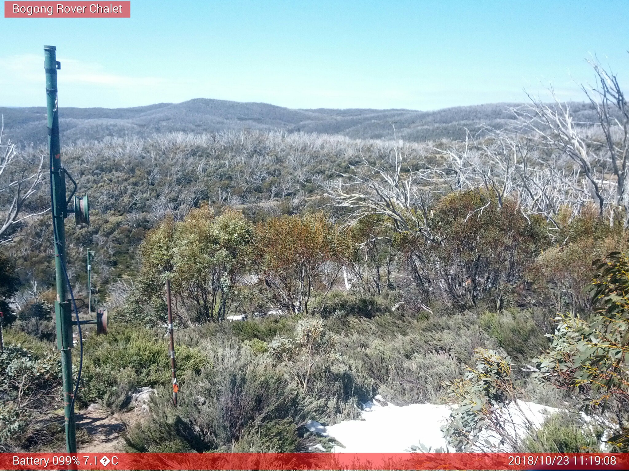 Bogong Web Cam 11:19am Tuesday 23rd of October 2018