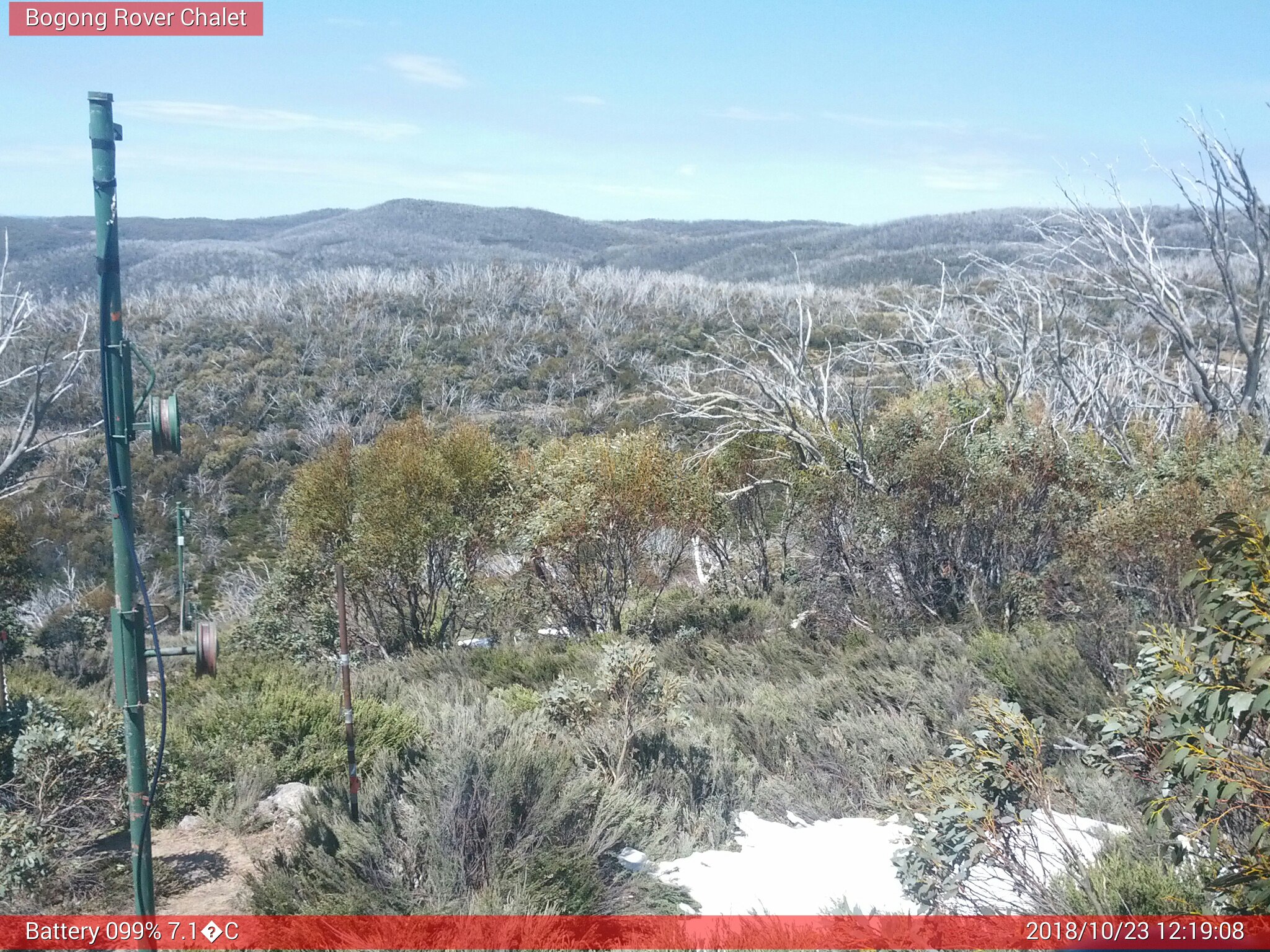 Bogong Web Cam 12:19pm Tuesday 23rd of October 2018