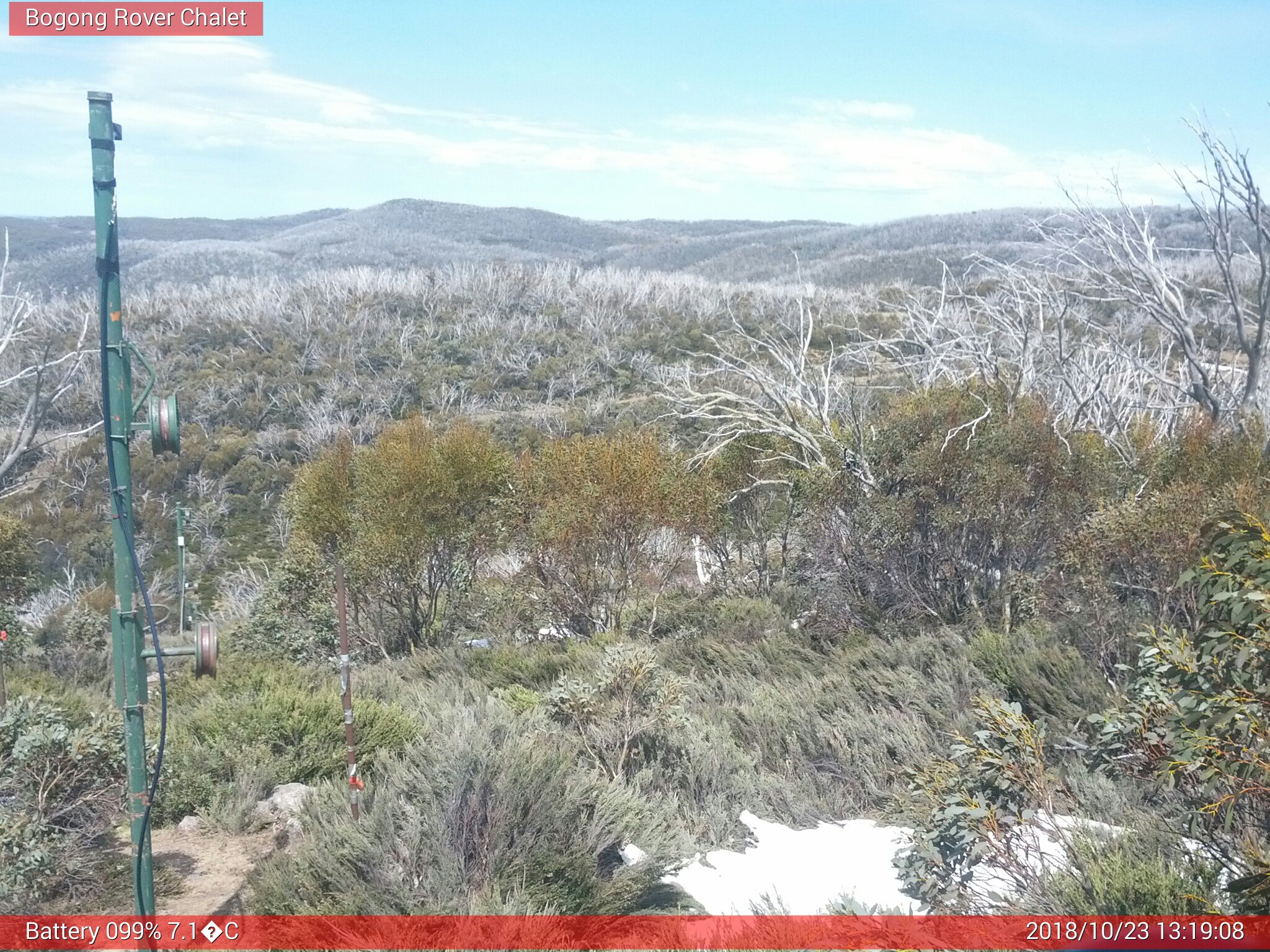 Bogong Web Cam 1:19pm Tuesday 23rd of October 2018