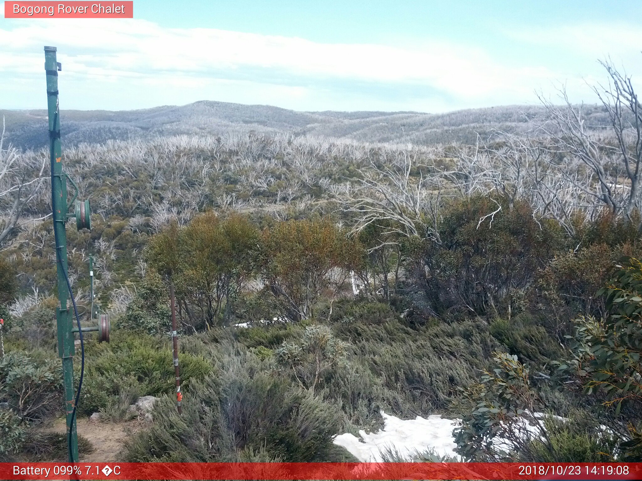 Bogong Web Cam 2:19pm Tuesday 23rd of October 2018