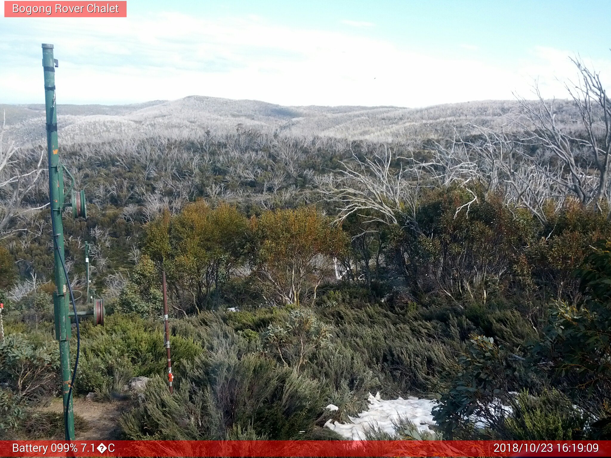 Bogong Web Cam 4:19pm Tuesday 23rd of October 2018