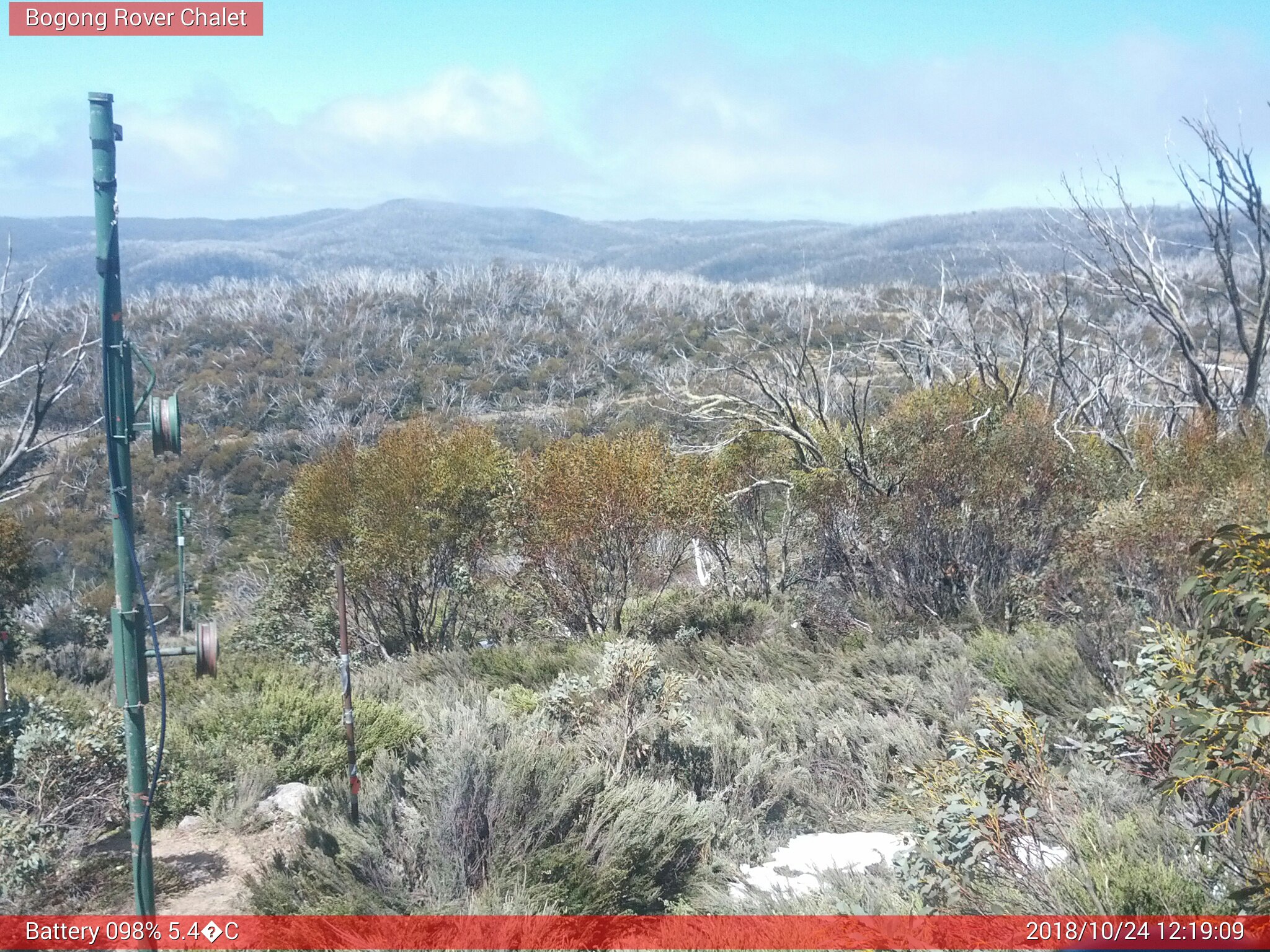 Bogong Web Cam 12:19pm Wednesday 24th of October 2018