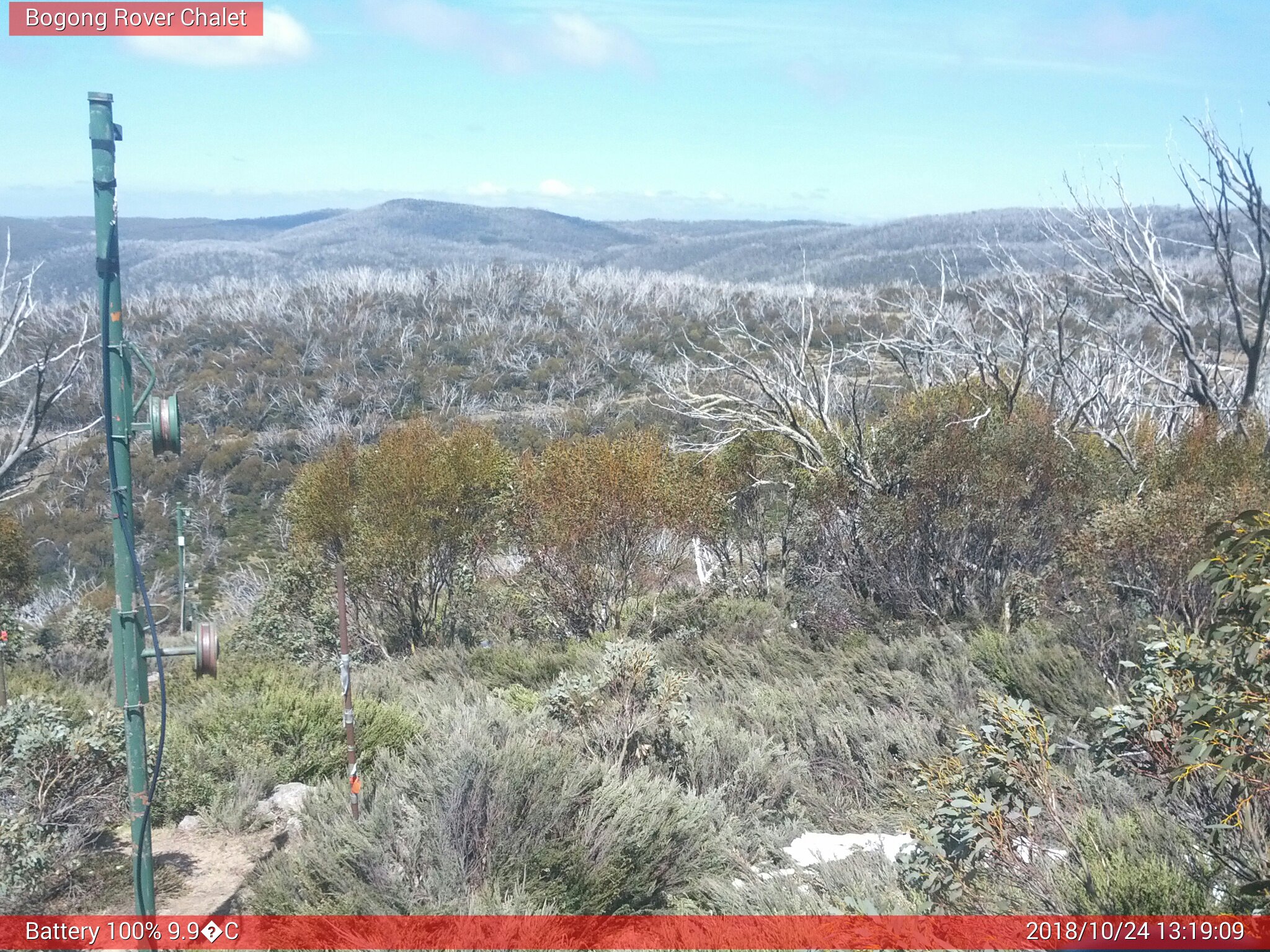 Bogong Web Cam 1:19pm Wednesday 24th of October 2018