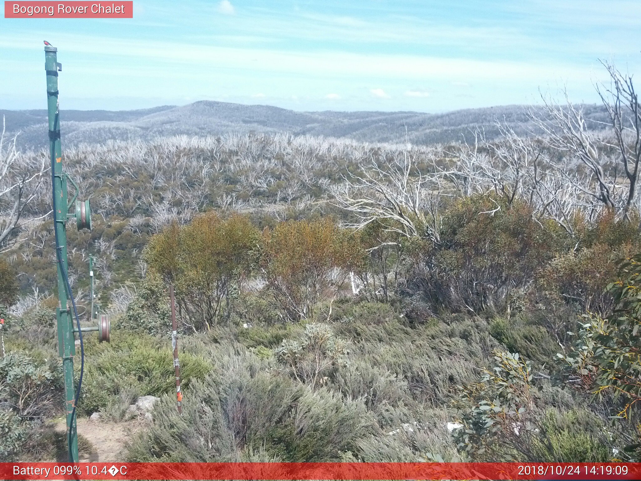 Bogong Web Cam 2:19pm Wednesday 24th of October 2018