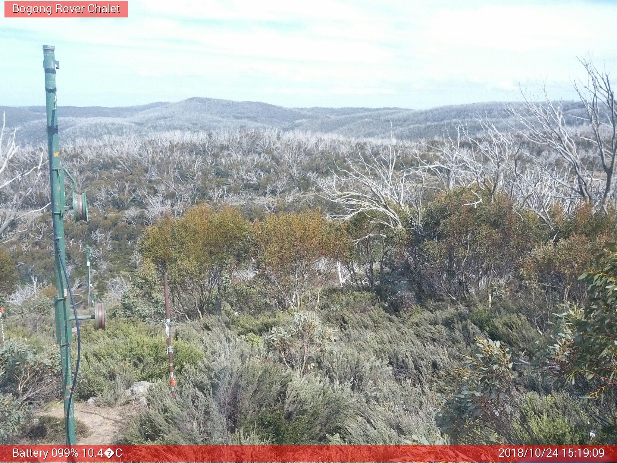 Bogong Web Cam 3:19pm Wednesday 24th of October 2018