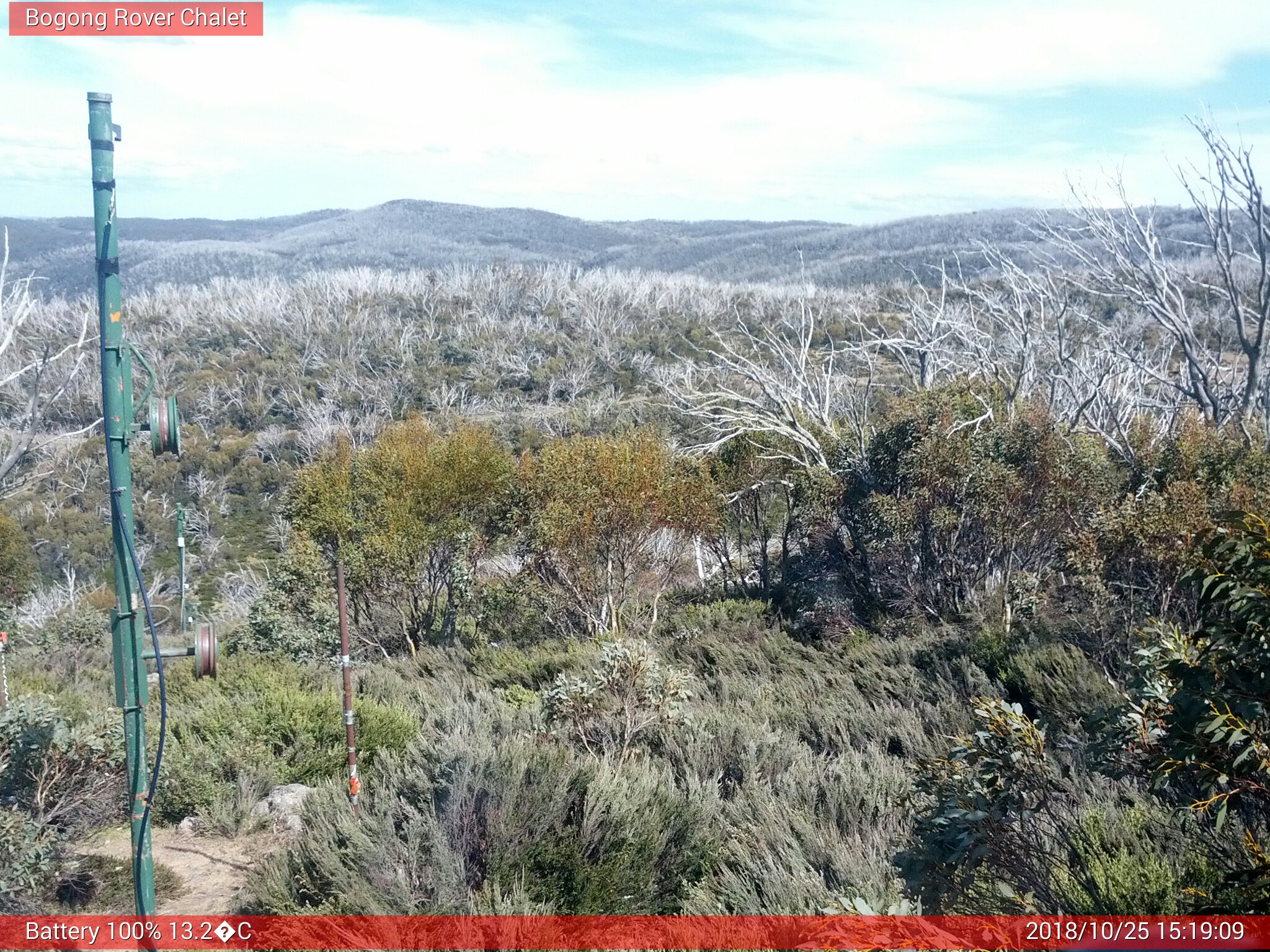 Bogong Web Cam 3:19pm Thursday 25th of October 2018