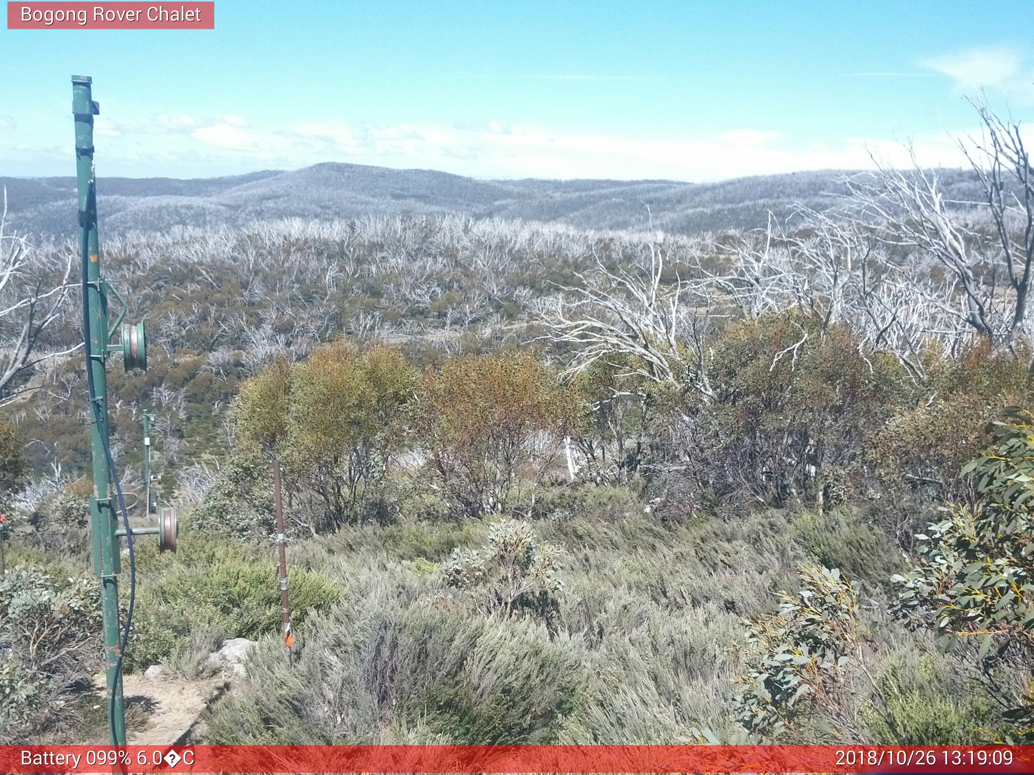 Bogong Web Cam 1:19pm Friday 26th of October 2018