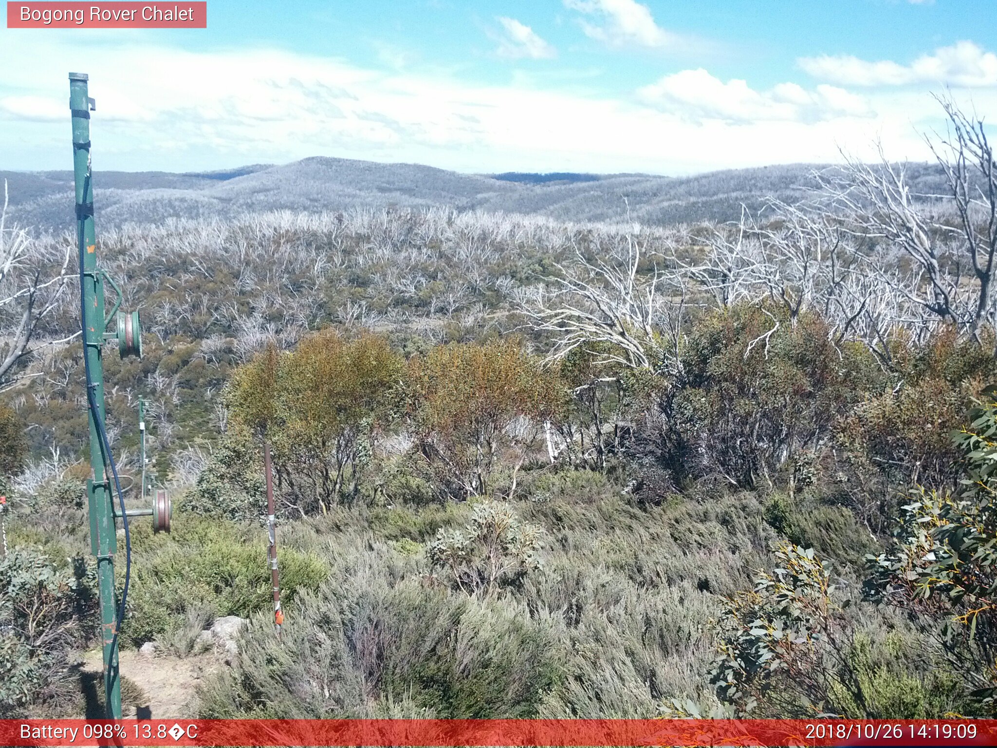 Bogong Web Cam 2:19pm Friday 26th of October 2018