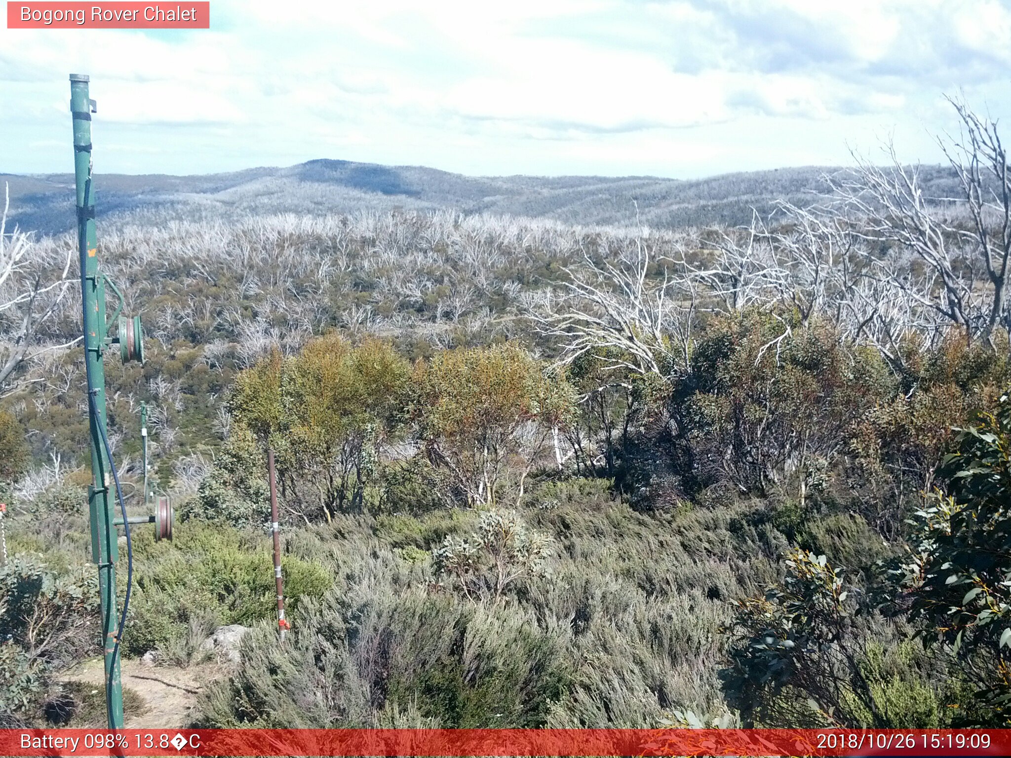 Bogong Web Cam 3:19pm Friday 26th of October 2018