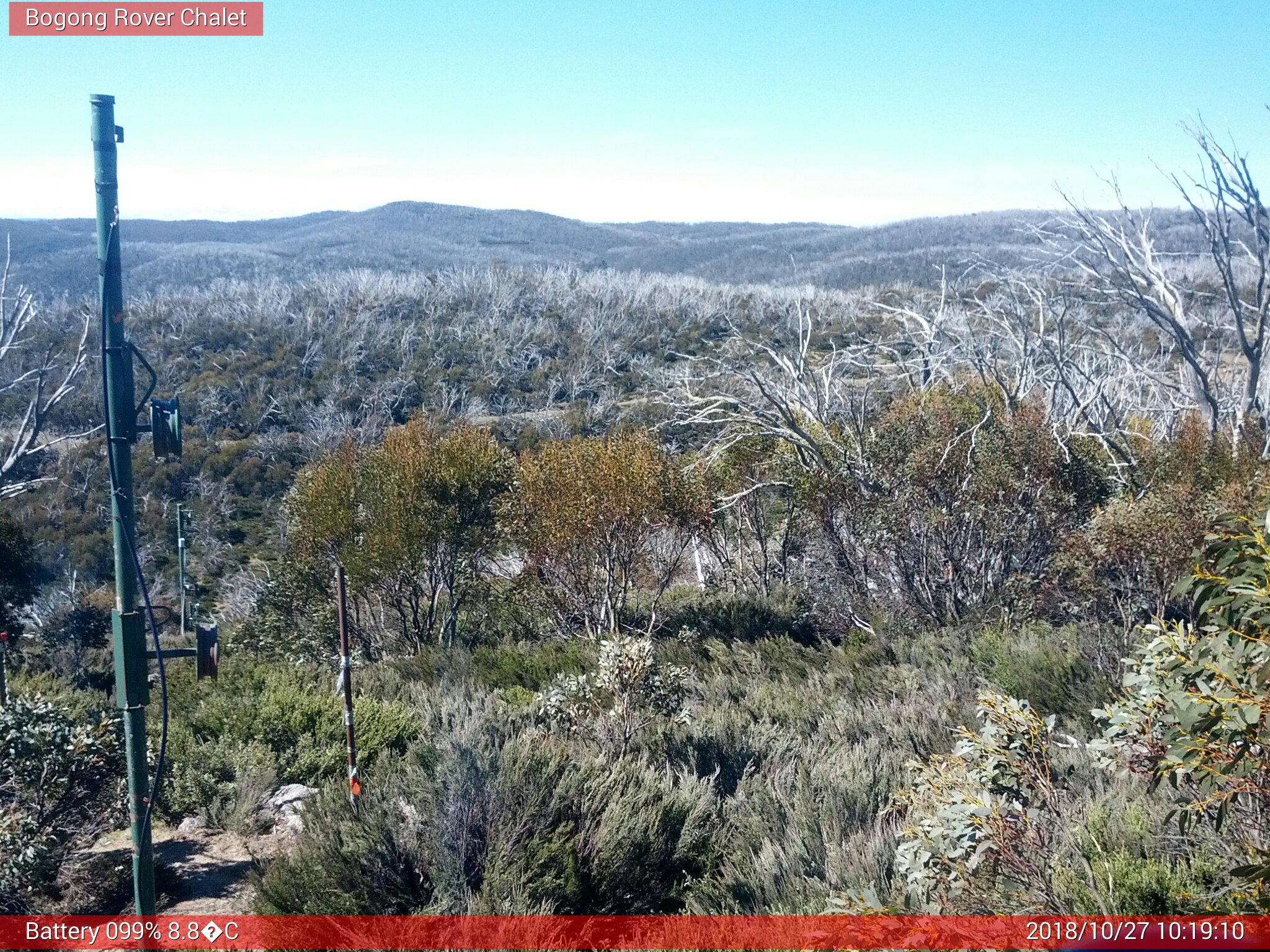 Bogong Web Cam 10:19am Saturday 27th of October 2018