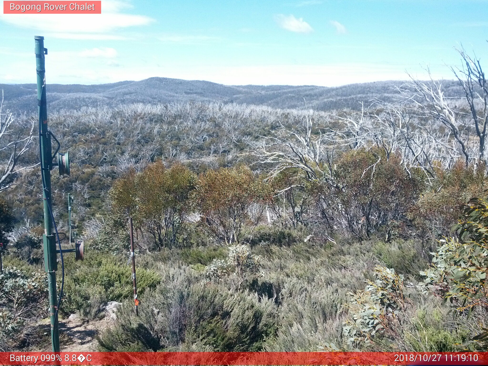 Bogong Web Cam 11:19am Saturday 27th of October 2018