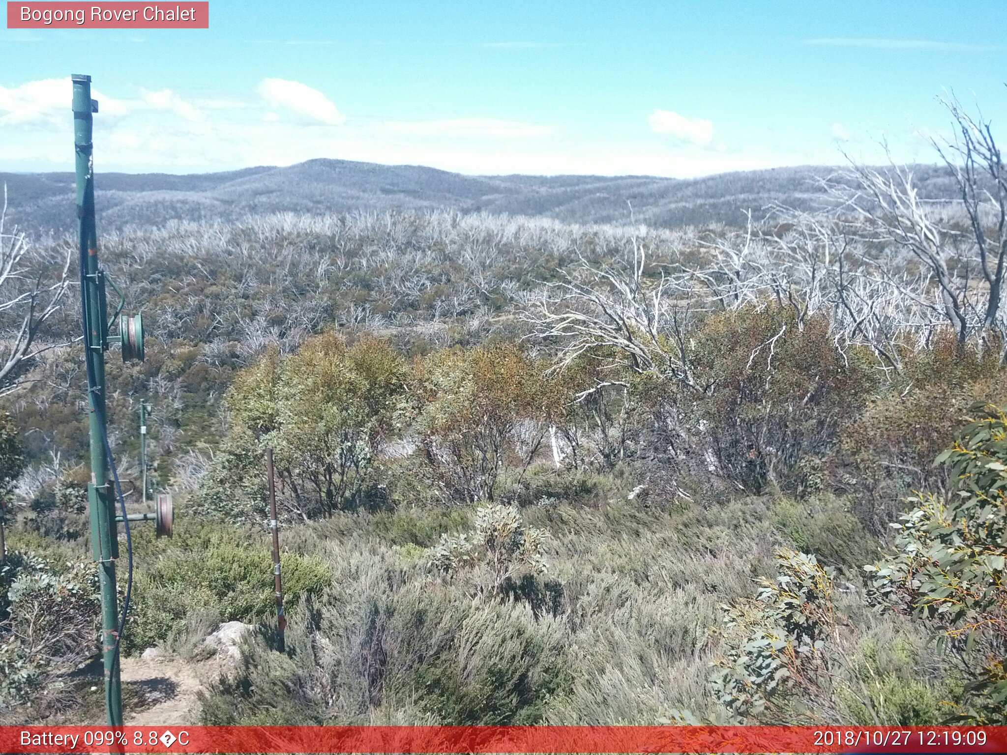 Bogong Web Cam 12:19pm Saturday 27th of October 2018