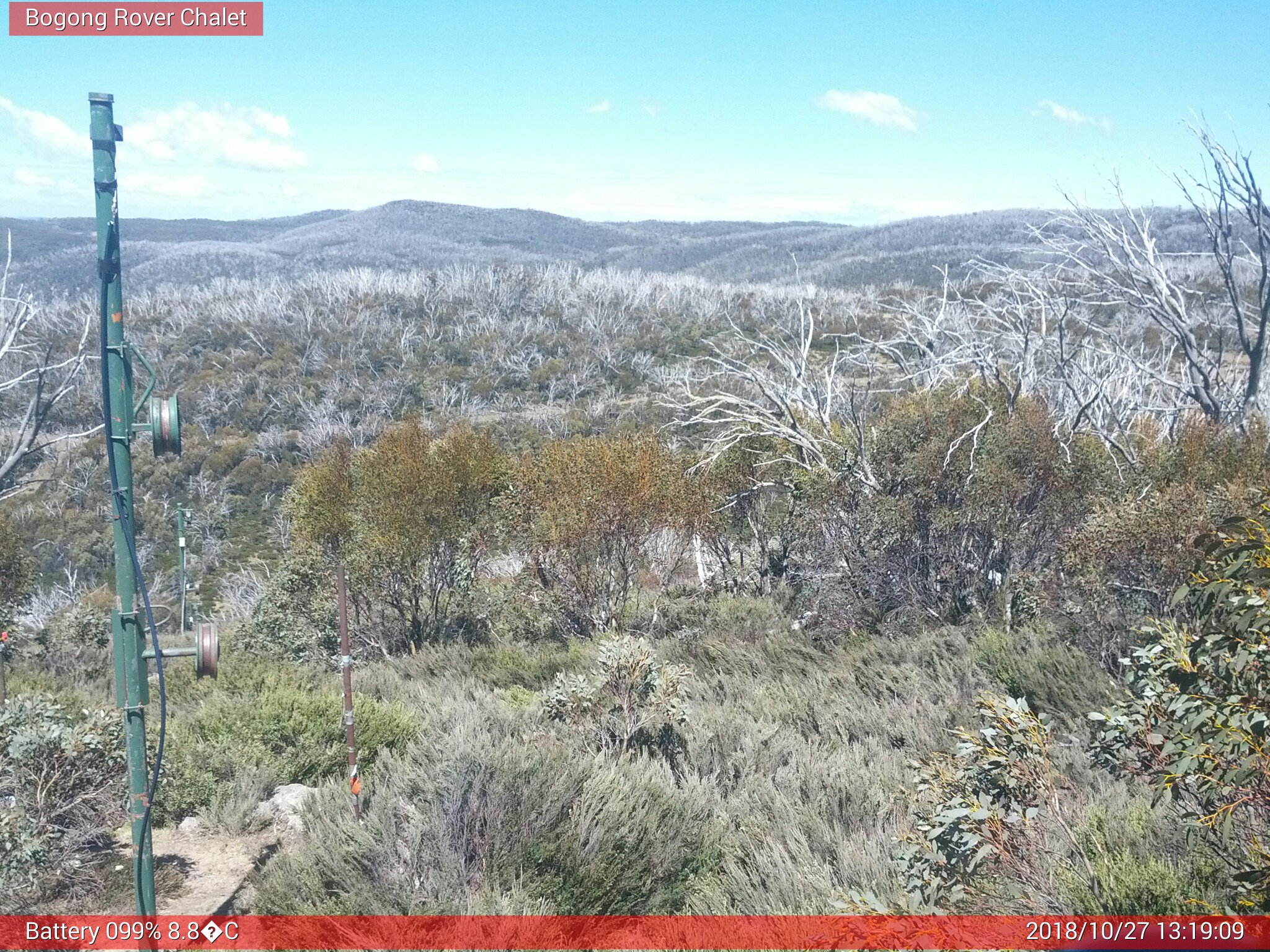 Bogong Web Cam 1:19pm Saturday 27th of October 2018