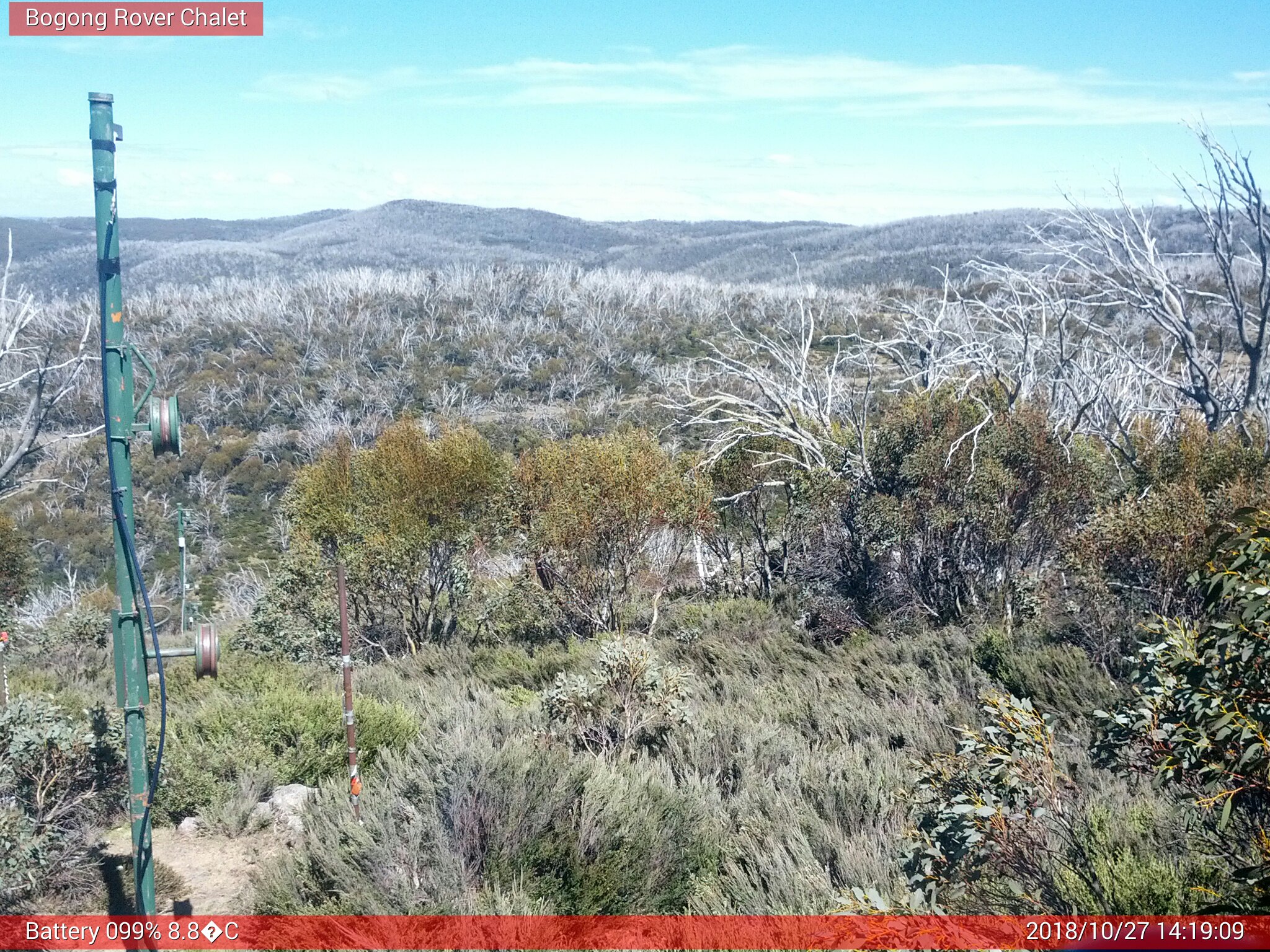 Bogong Web Cam 2:19pm Saturday 27th of October 2018