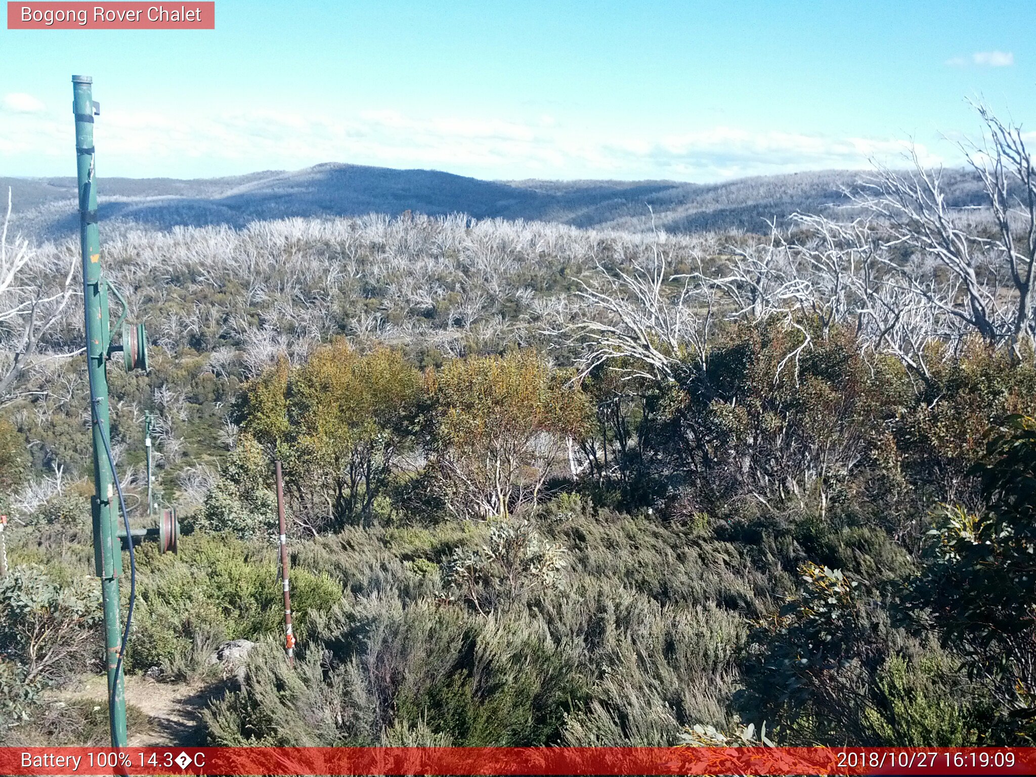 Bogong Web Cam 4:19pm Saturday 27th of October 2018