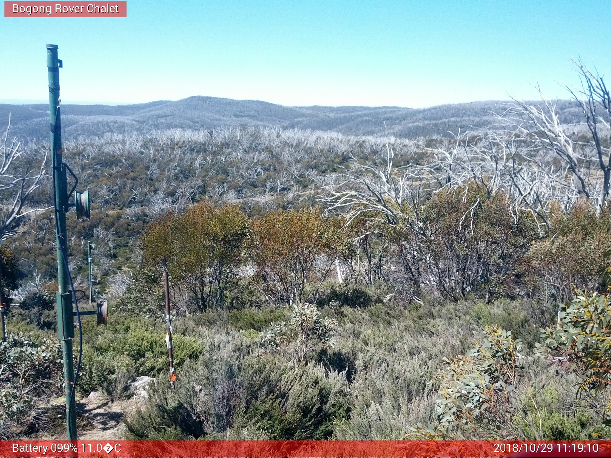 Bogong Web Cam 11:19am Monday 29th of October 2018